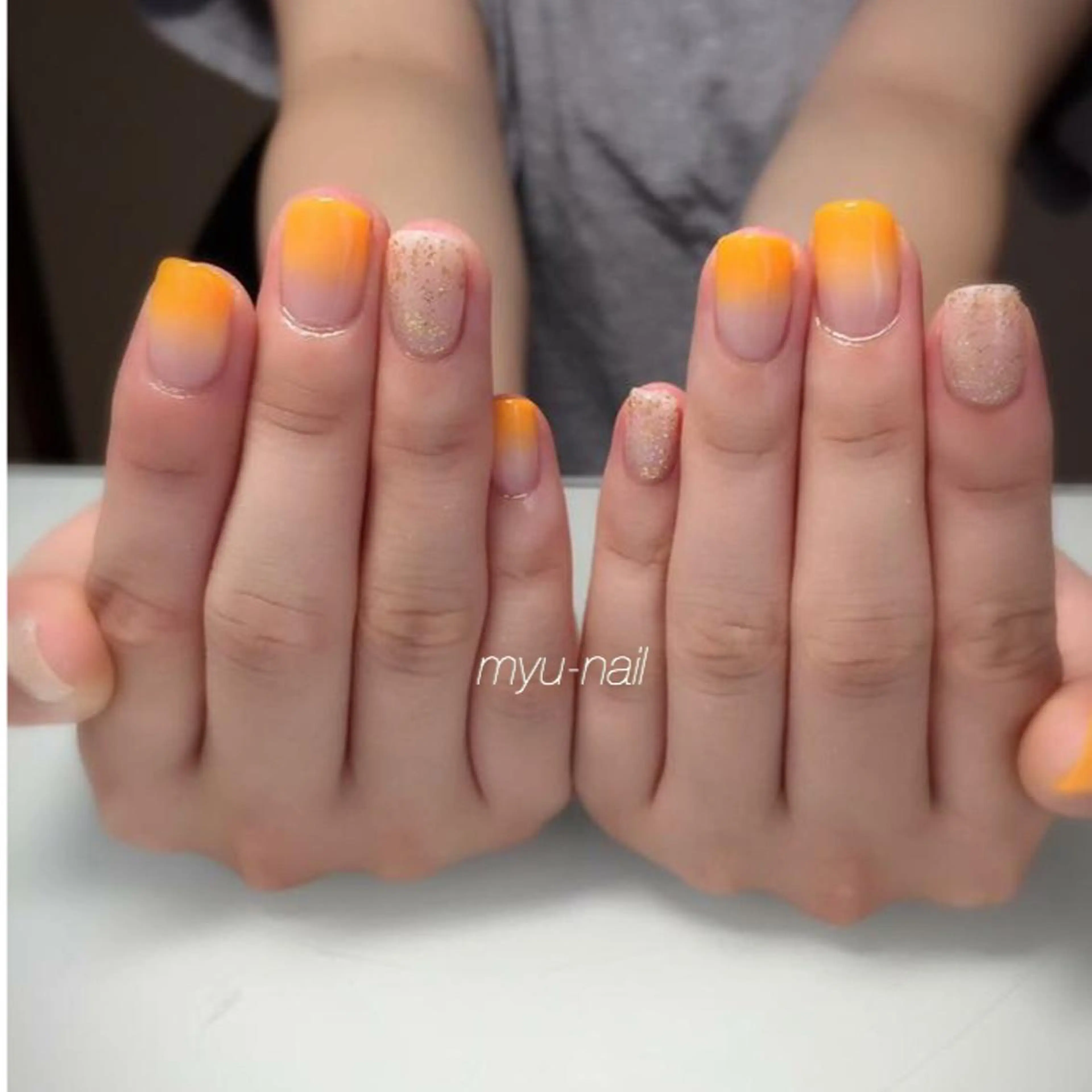 ネイル グラデーション オレンジ シンプルネイル ホームサロン myu-nailのネイルデザイン