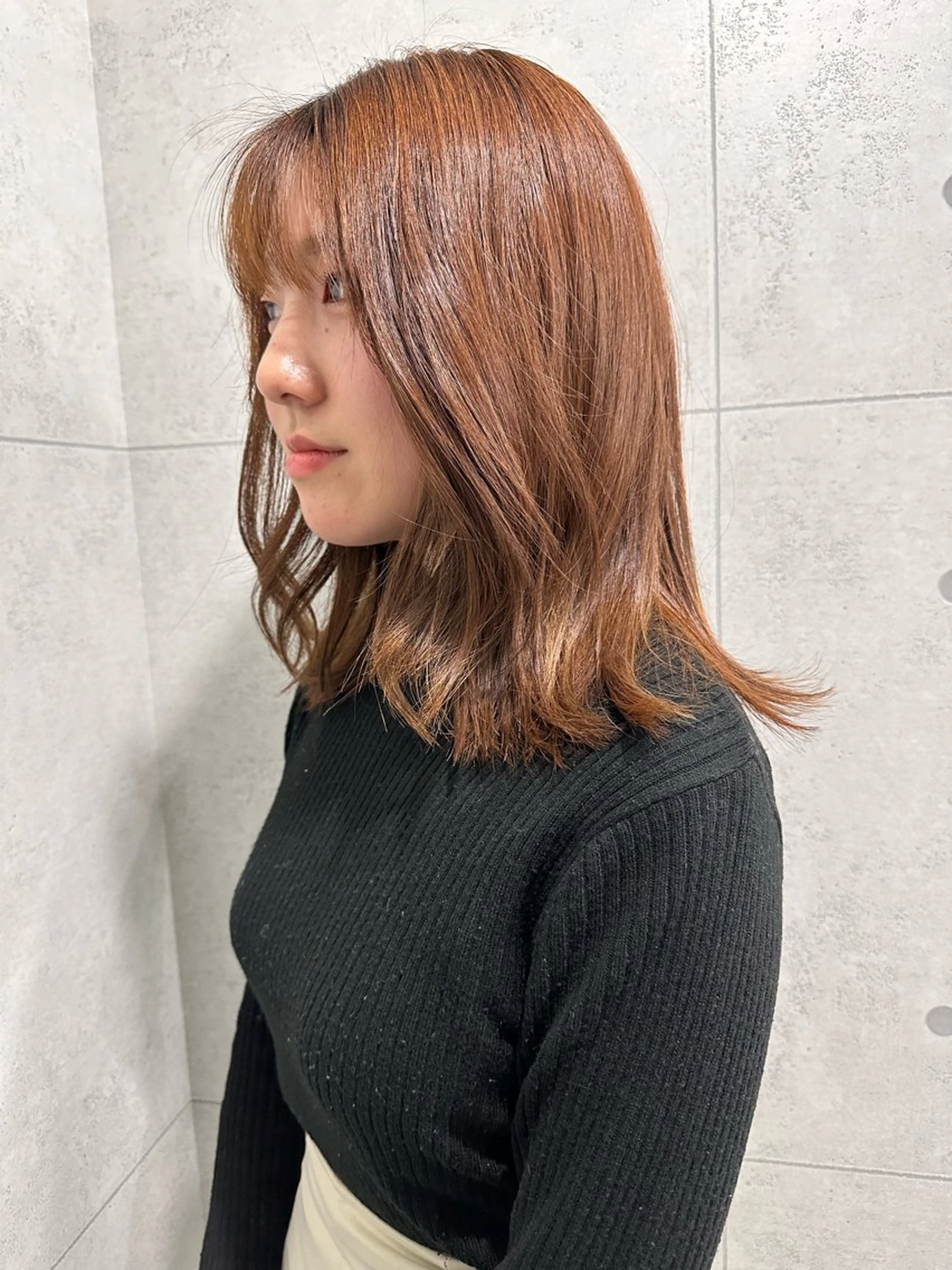 ミディアム ハイライト 髪質改善 小顔カット Endearing 銀座/レイヤーカットのヘアスタイル