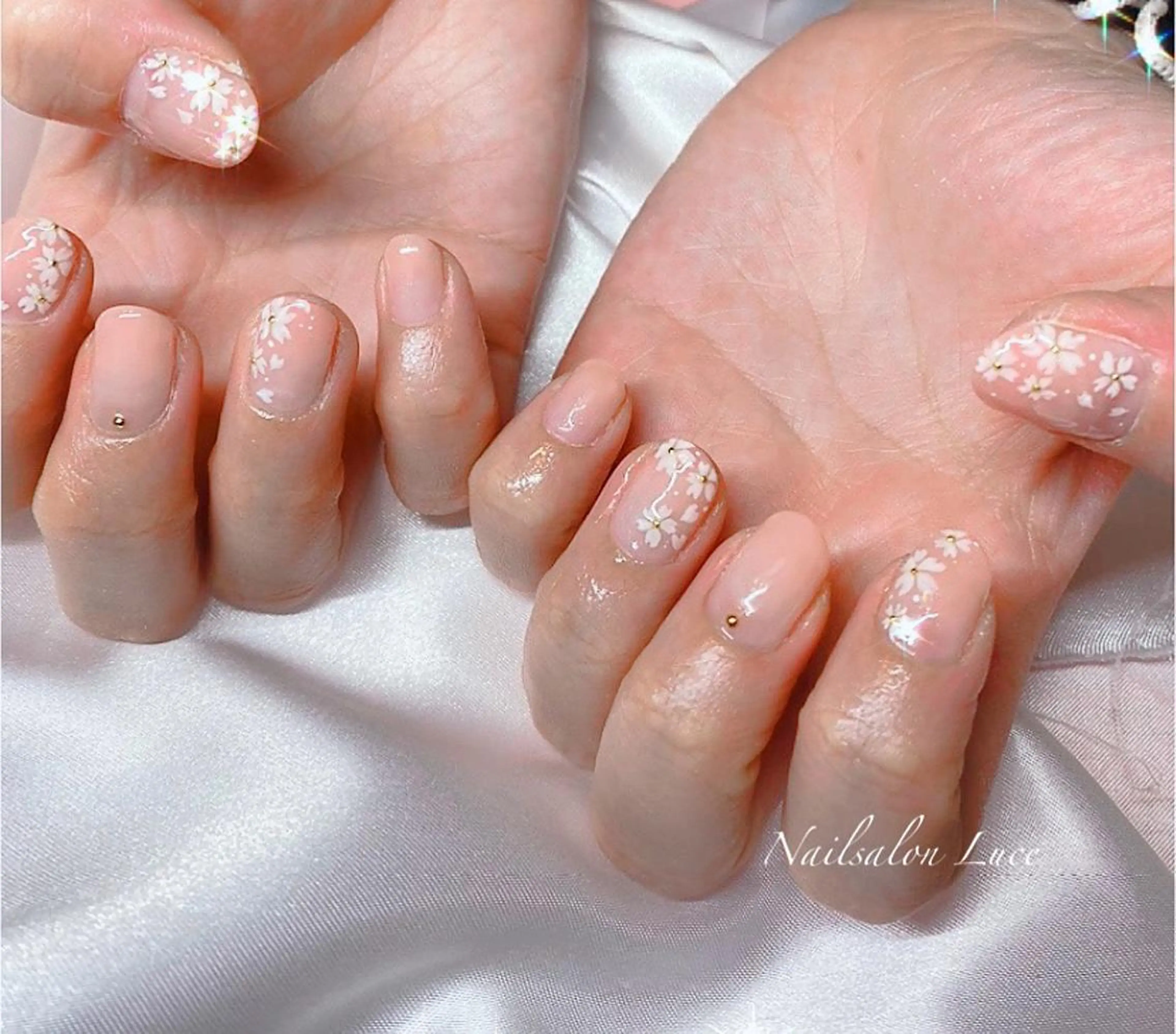 ネイル 桜ネイル ジェルネイル ワンカラーネイル 春ネイル ネイル& 脱毛サロン　Lのマツエク・マツパデザイン