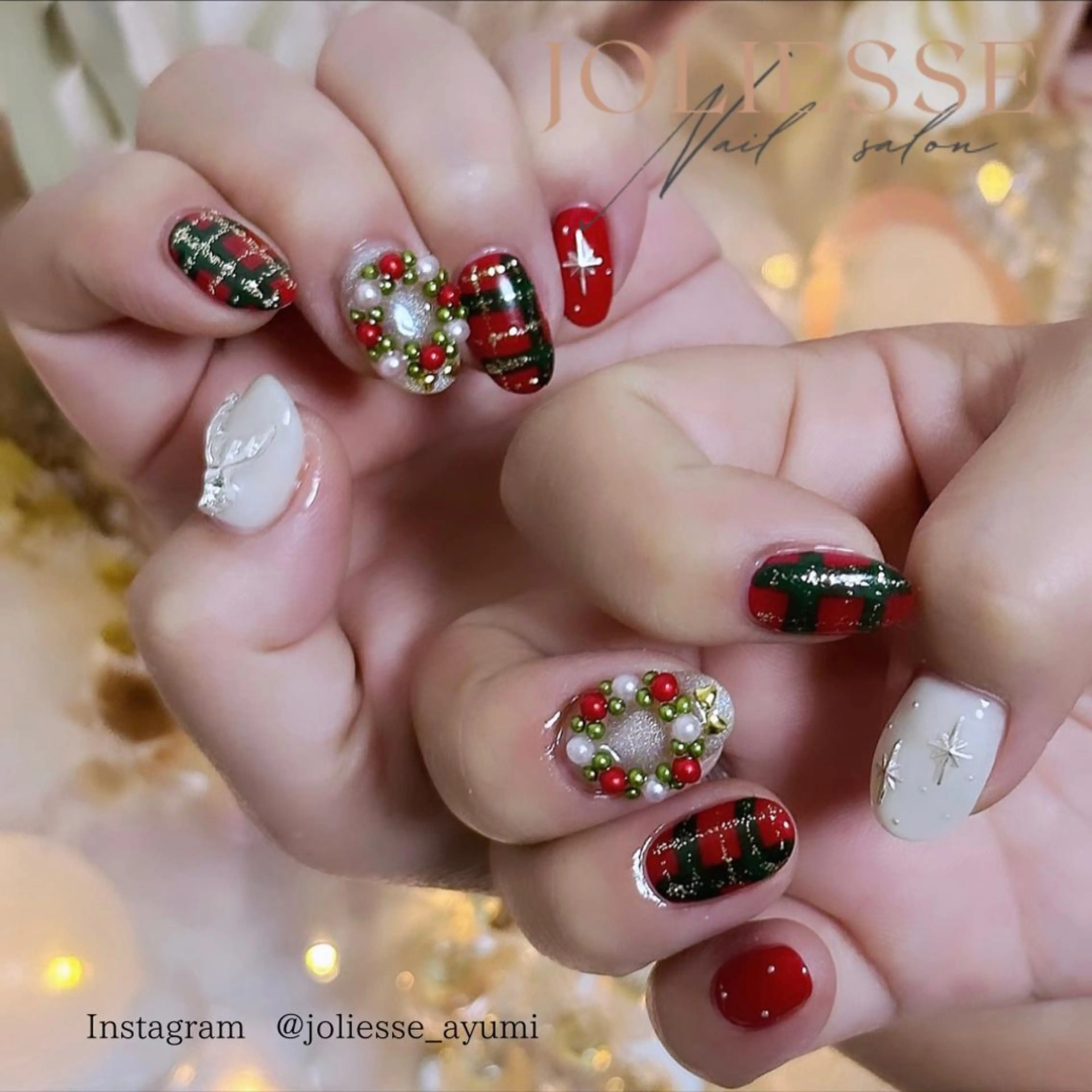 ネイル 冬ネイル クリスマス ハンドネイル joliesse【ジョリエス】所属・JOLIESSE Ayumiのネイルデザイン