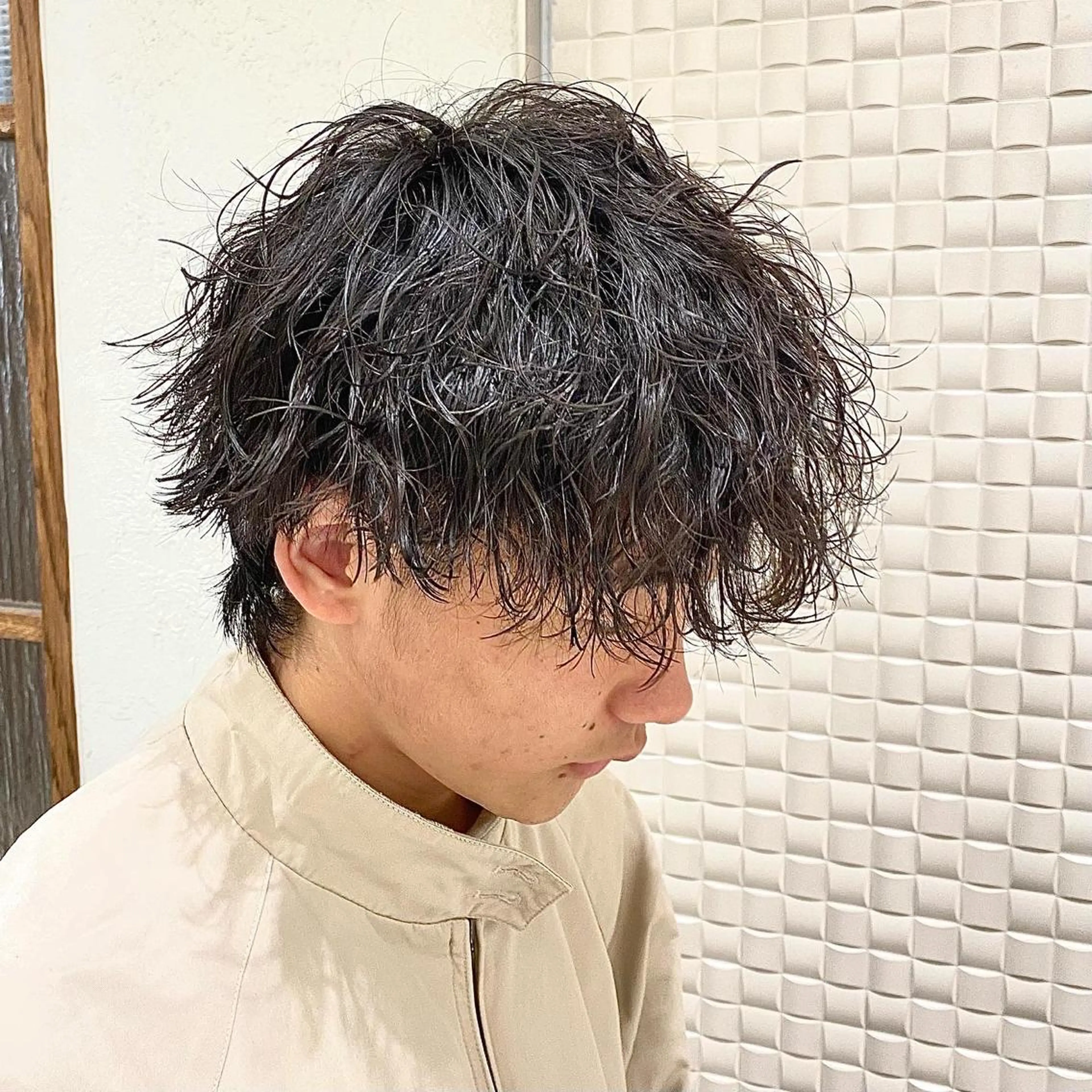 ミディアム ミディアムパーマ 新宿メンズパーマ ヨモギダのヘアスタイル