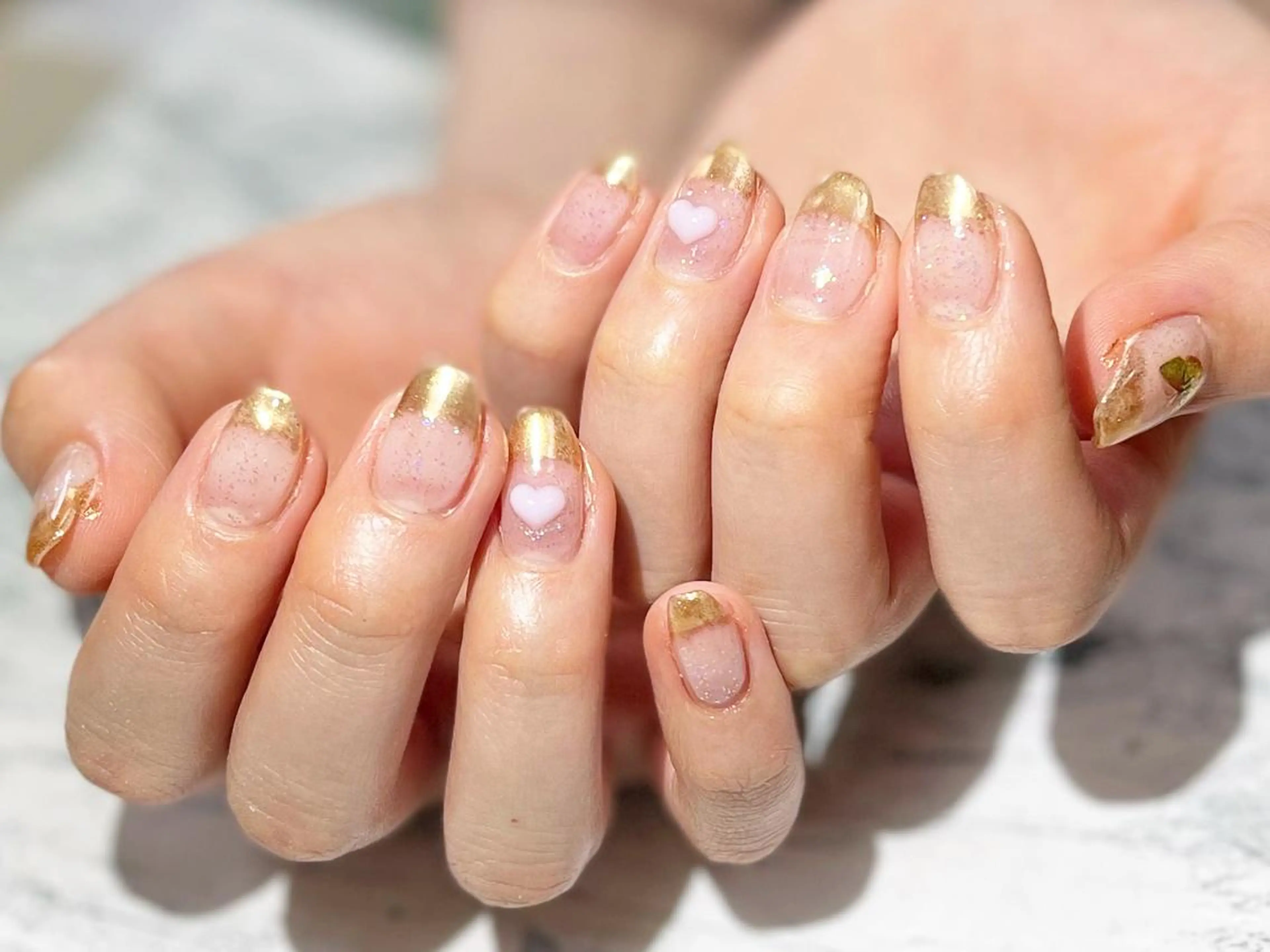 ネイル フットネイル フレンチネイル ミラーネイル ニュアンスネイル シンプルネイル ネイル フフラ所属・nail fufla ♡yamane♡のネイルデザイン