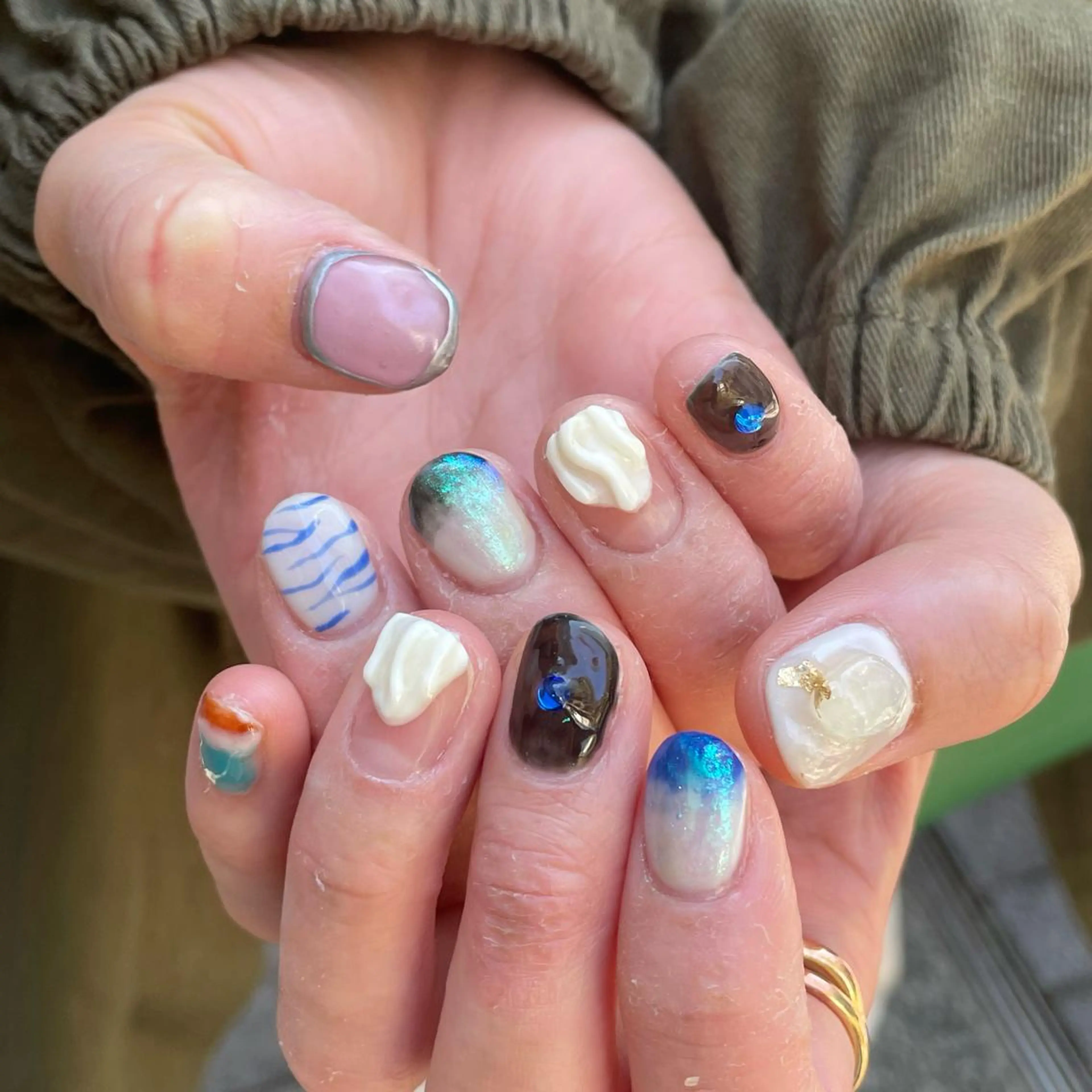 ネイル ジェルネイル パラジェル ハンドネイル 淡色ネイル 🎀moeのネイルデザイン