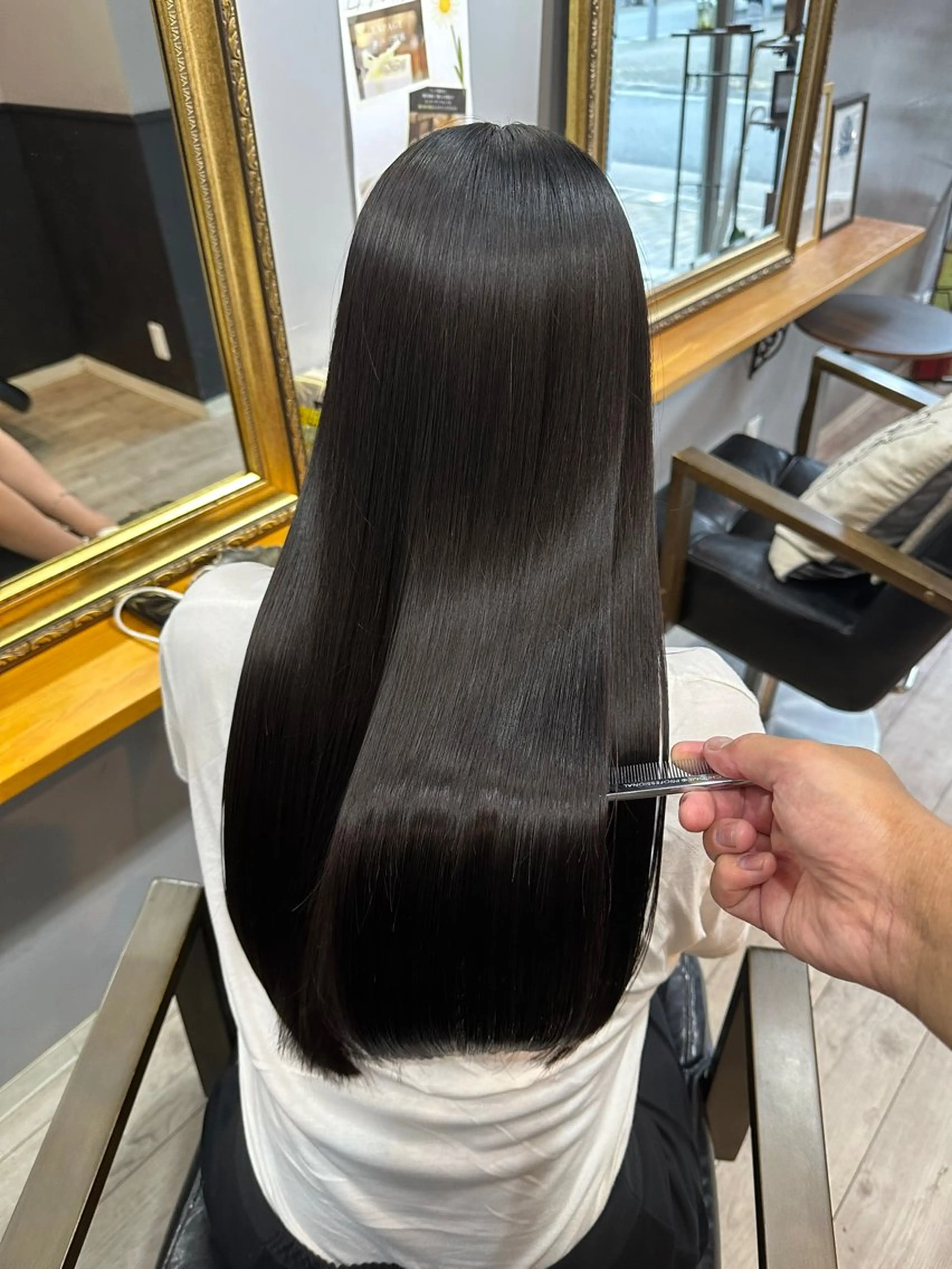 ロング 縮毛矯正 渡辺俊介 暗髪カラー /美髪矯正/髪質改善のヘアスタイル