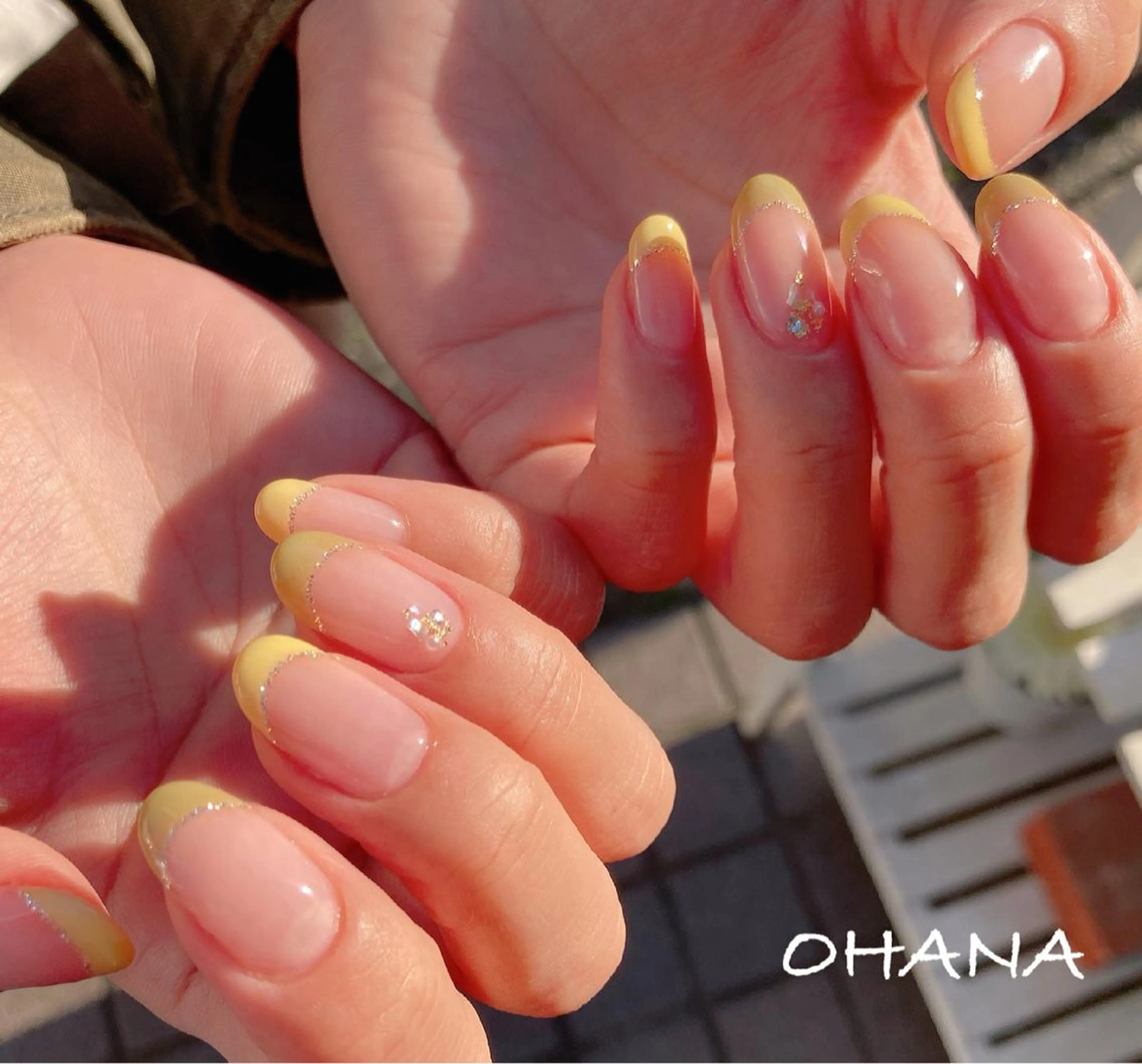 ネイル 成人式 長さ出し フットネイル ミラーネイル ニュアンスネイル nailroom OHANA所属・nailroom OHANA🌴のネイルデザイン
