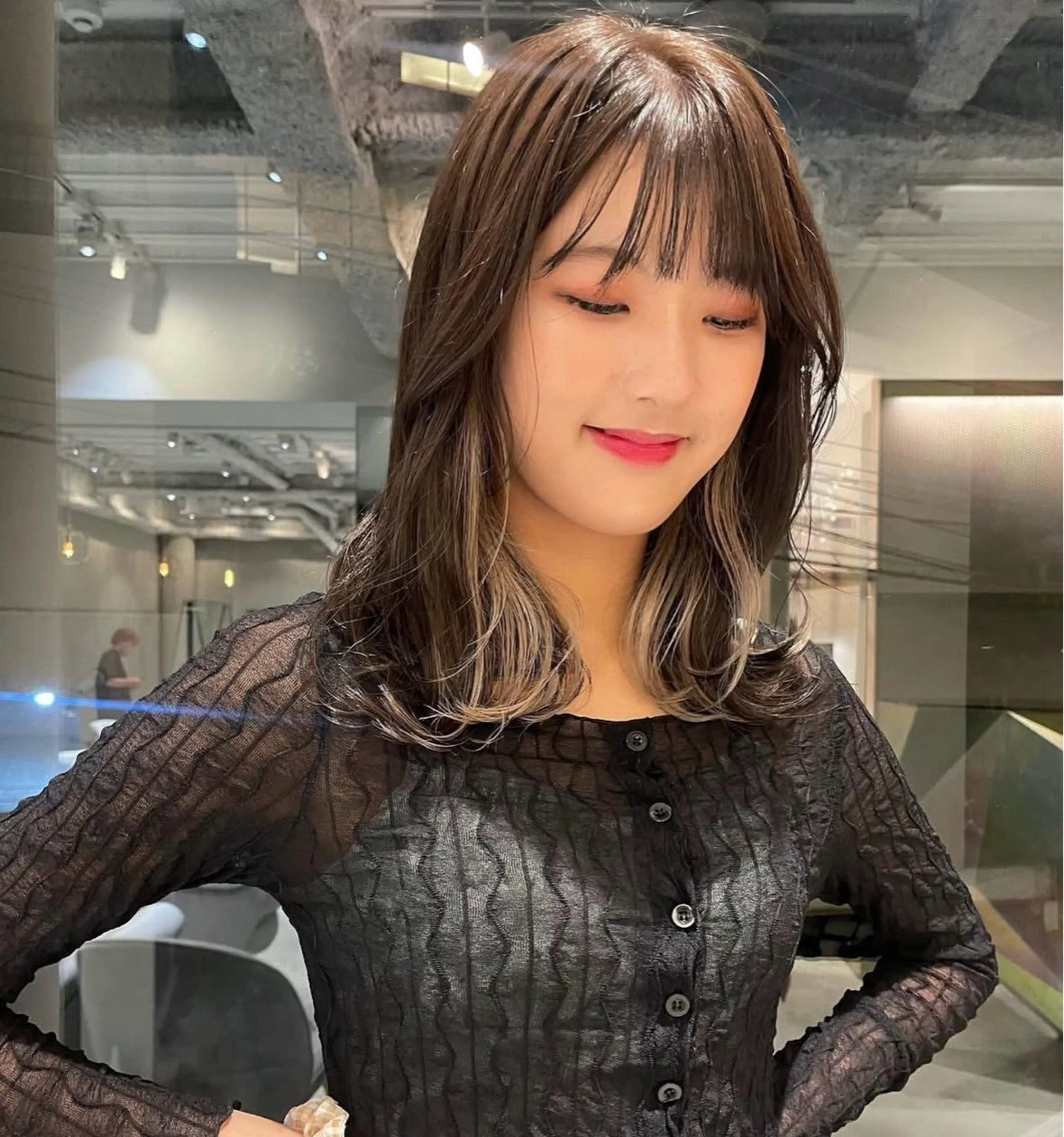 カラー イヤリングカラー 透明感カラー/パーマ オレンジmiyo⭐️のヘアスタイル