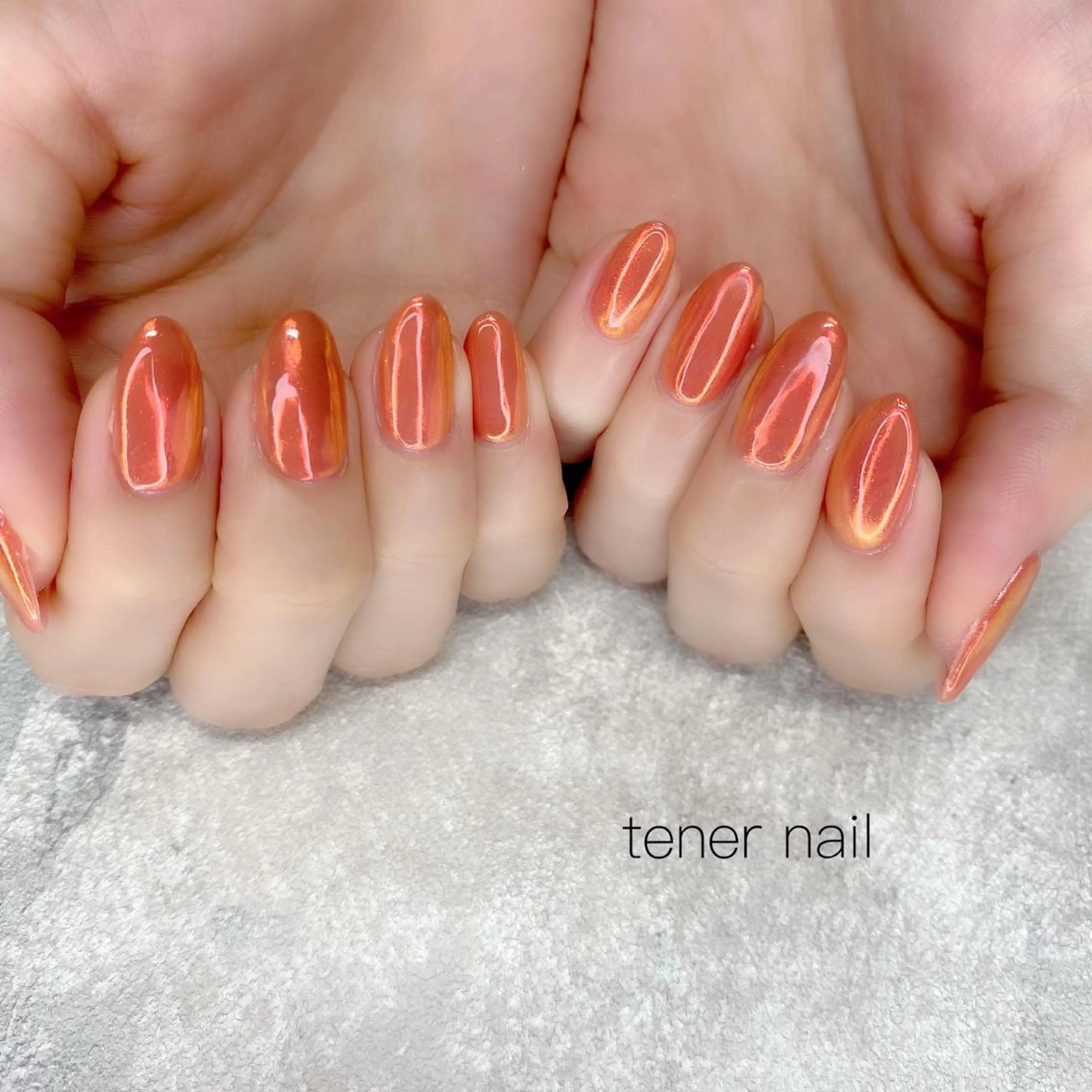 ネイル オーロラネイル オレンジ tener  nail  テネルネイル所属・テネルネイル tener nailのネイルデザイン