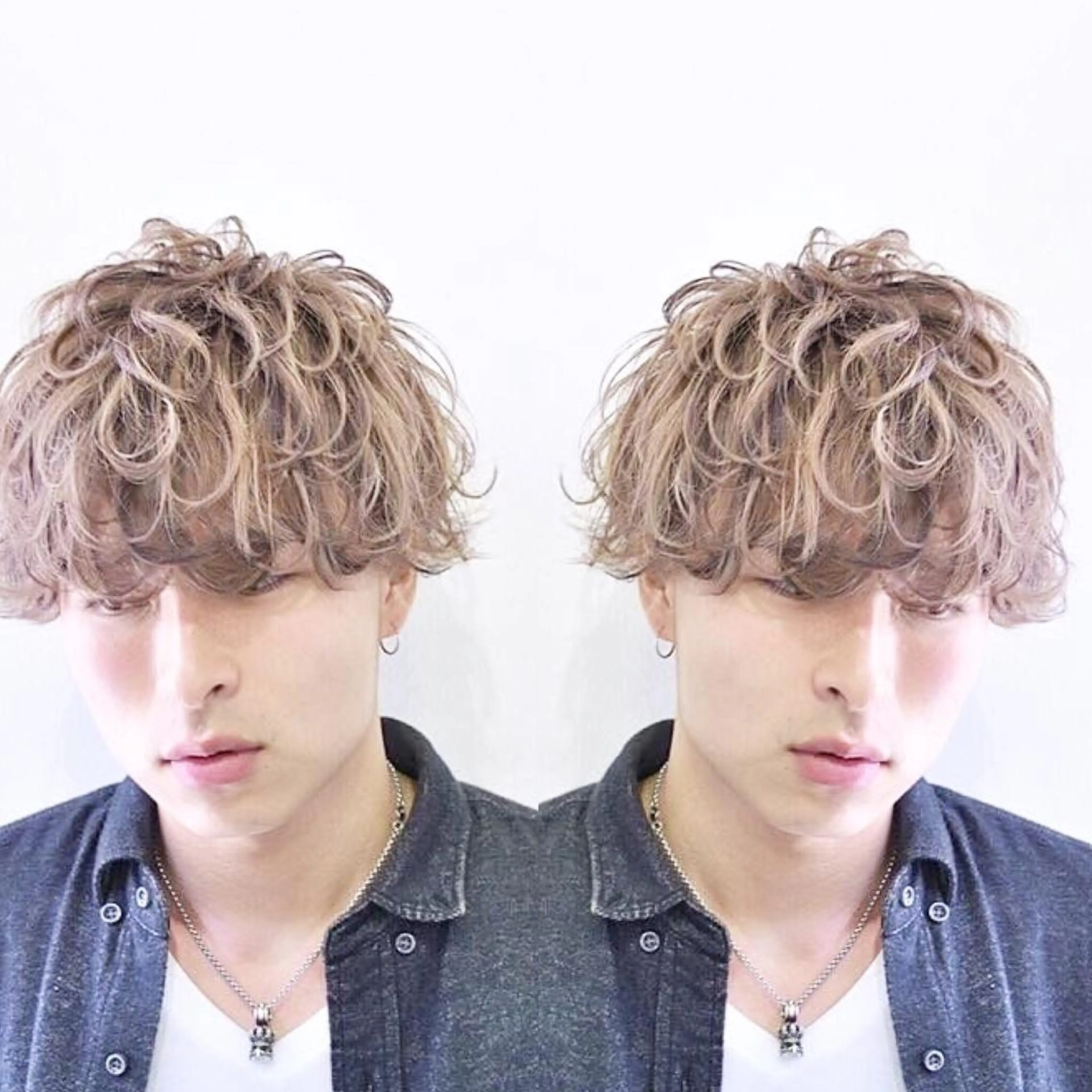 ミディアム カラー パーマ メンズ 及川シゲル 髪質改善講師のヘアスタイル