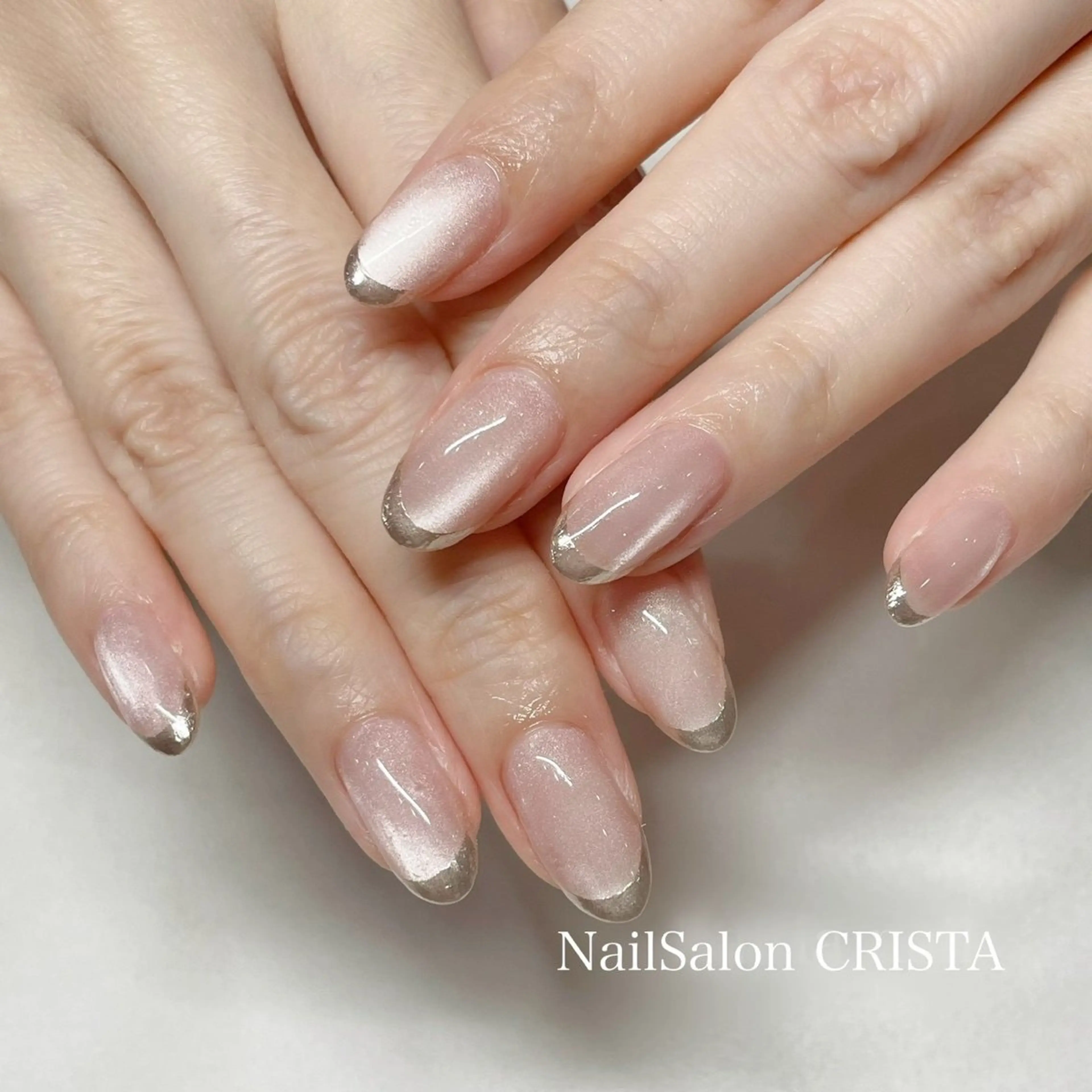 ネイル フレンチネイル ジェルネイル ミラーネイル パラジェル ハンドネイル CRISTA所属・CRISTA MOMOのネイルデザイン