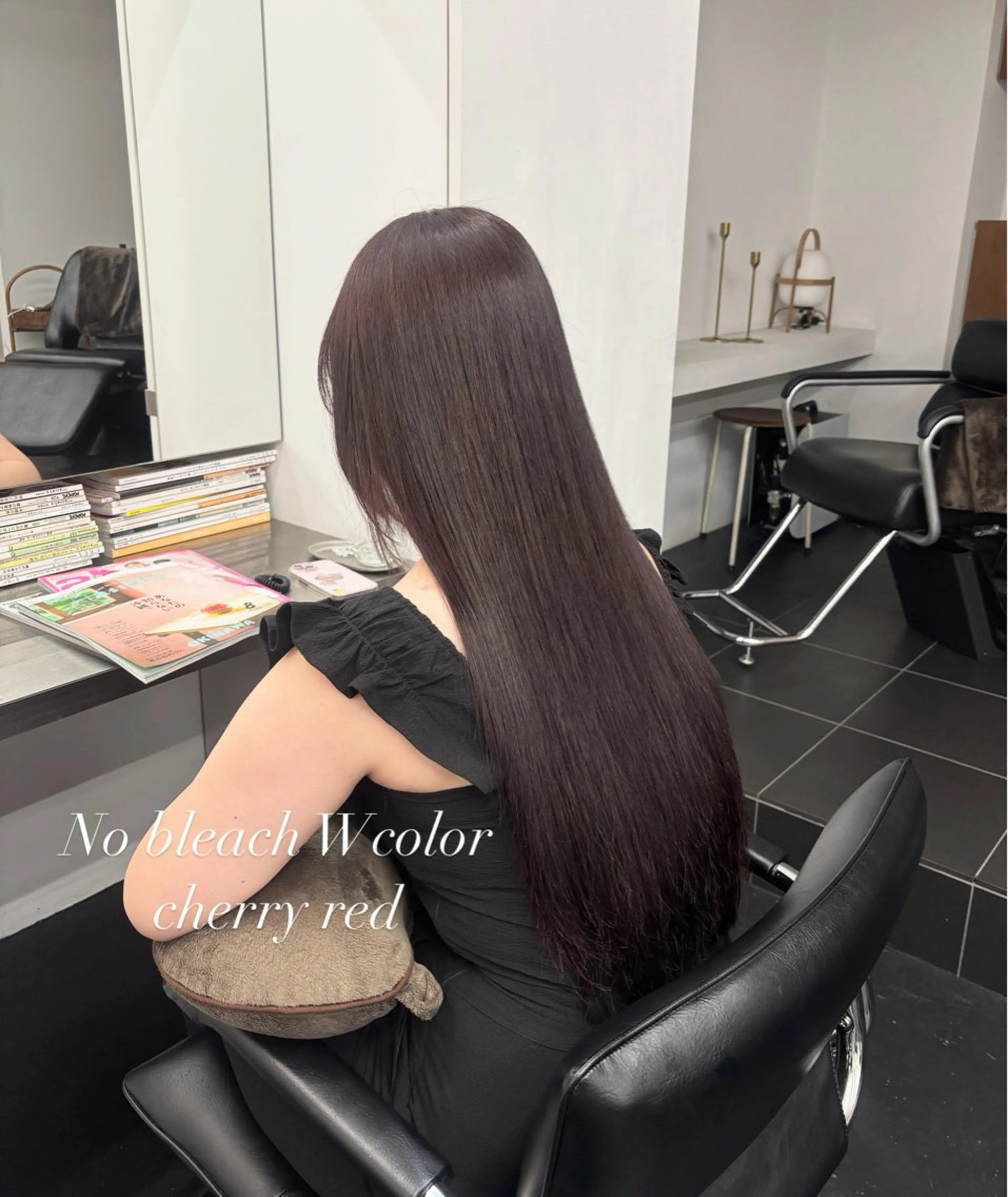 ロング カラー ブリーチ ブリーチなしカラー レッドカラー ヘアカラー ヘアセット ヤマザキ アヤメ 【シベルバレー横浜】のヘアスタイル