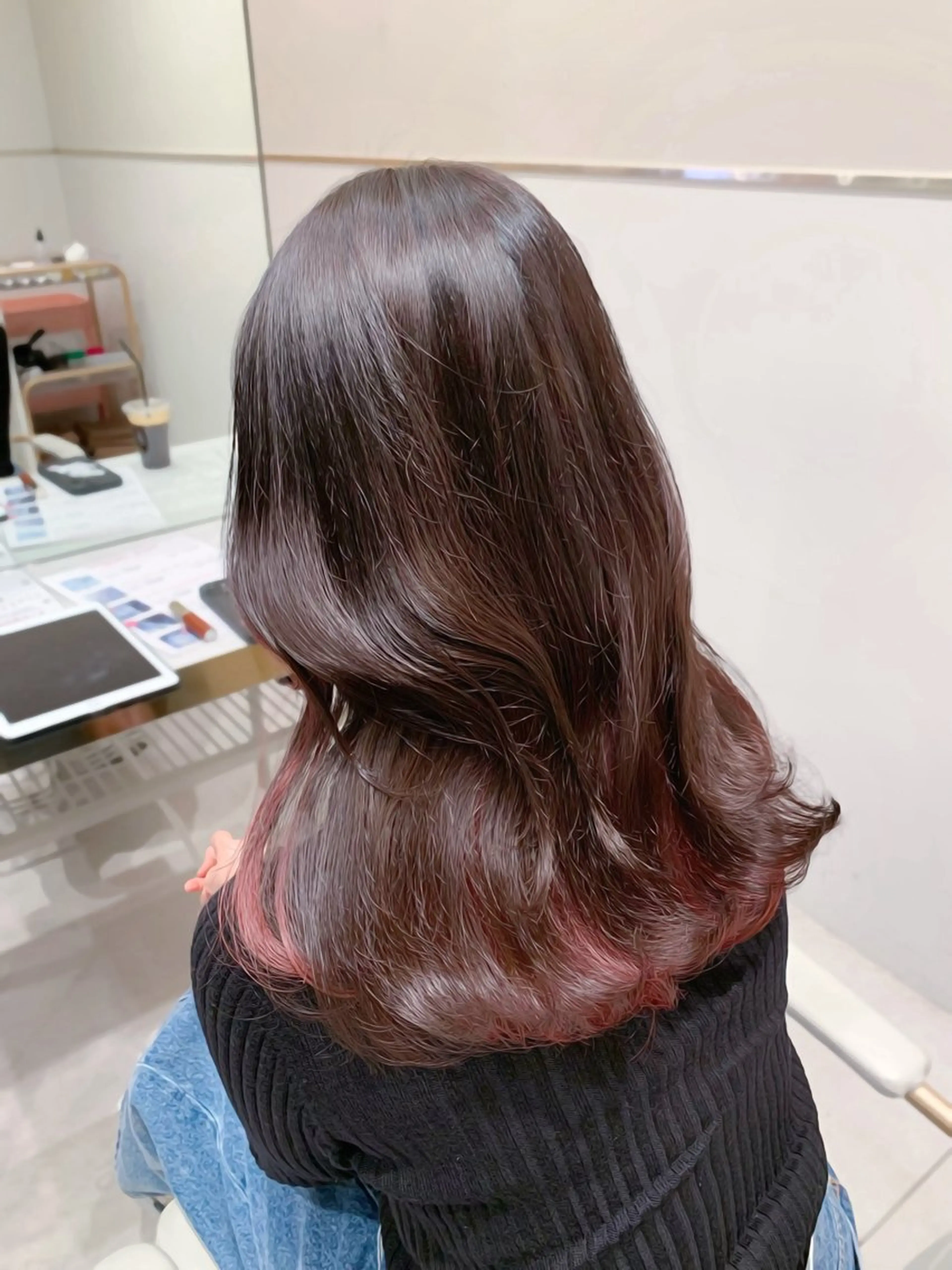 セミロング カラー ヘアカラー トリートメント ヘッドスパ ヘアセット 韓国ヘア/レイヤー/ 顔まわり/りょーとのヘアスタイル