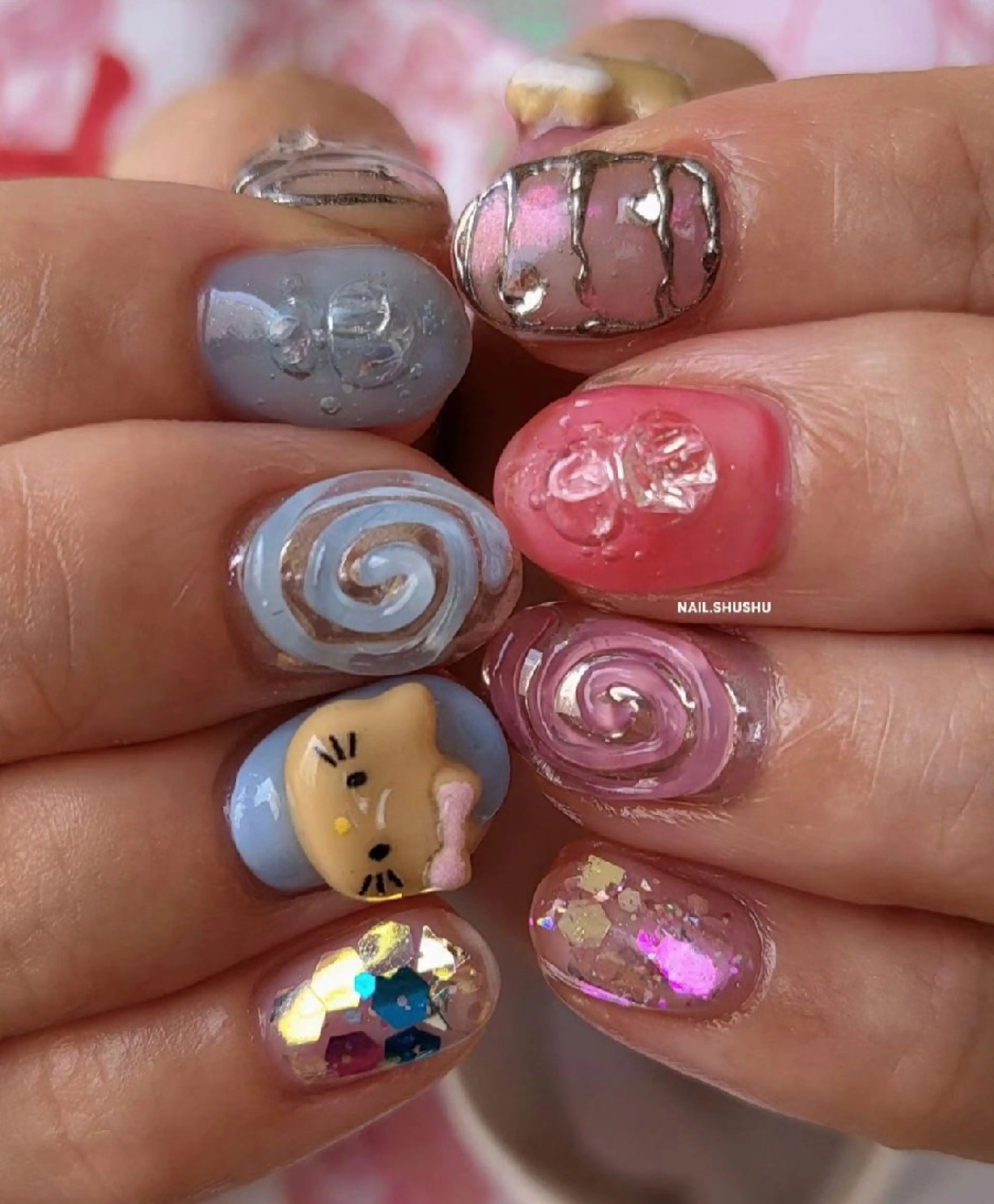ネイル ハンドネイル 3dパーツ/流行り 👧shushu❤️のネイルデザイン
