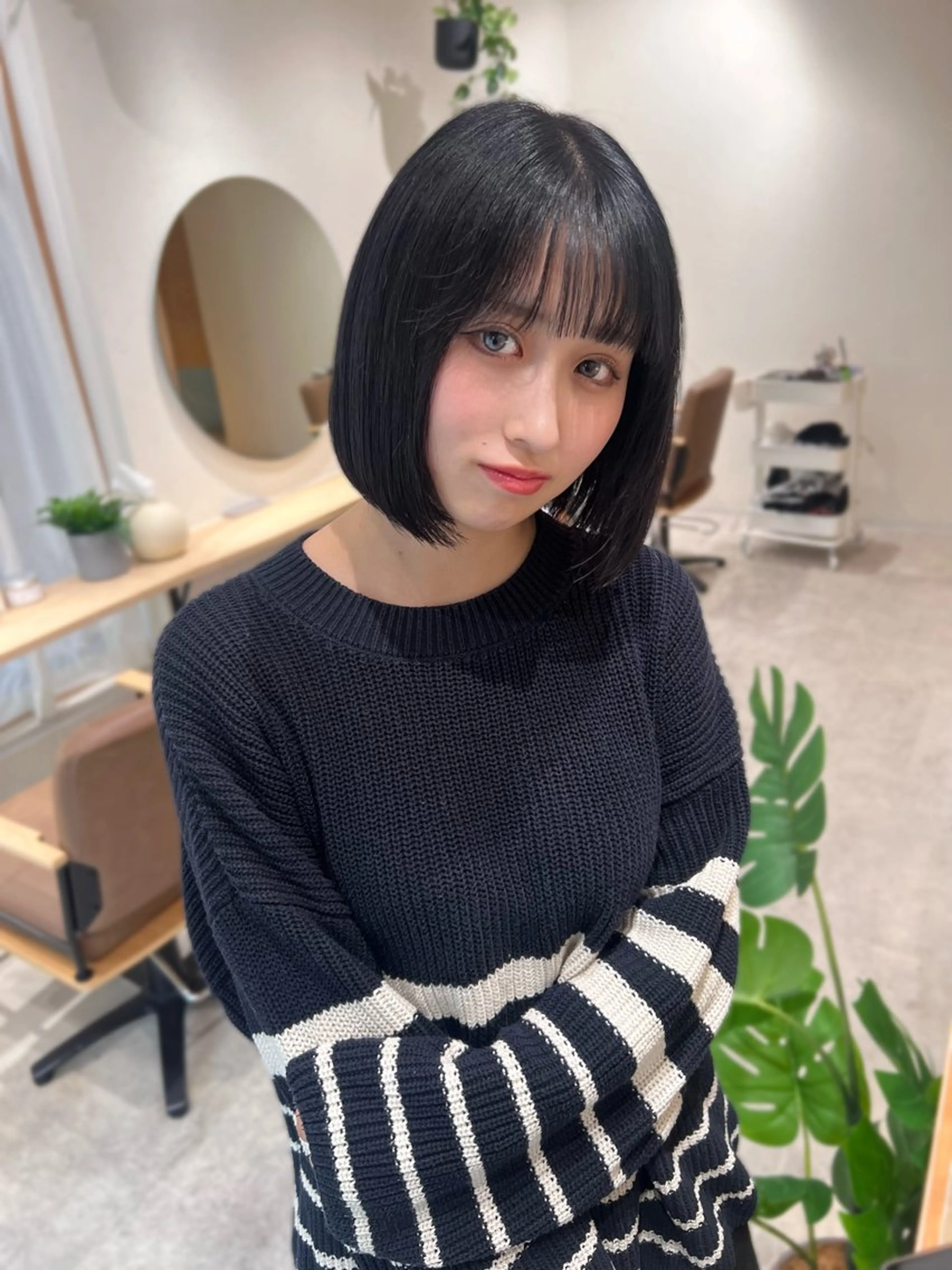 ショート ボブ 韓国風ヘア カット ヘアカラー Day .1のヘアスタイル