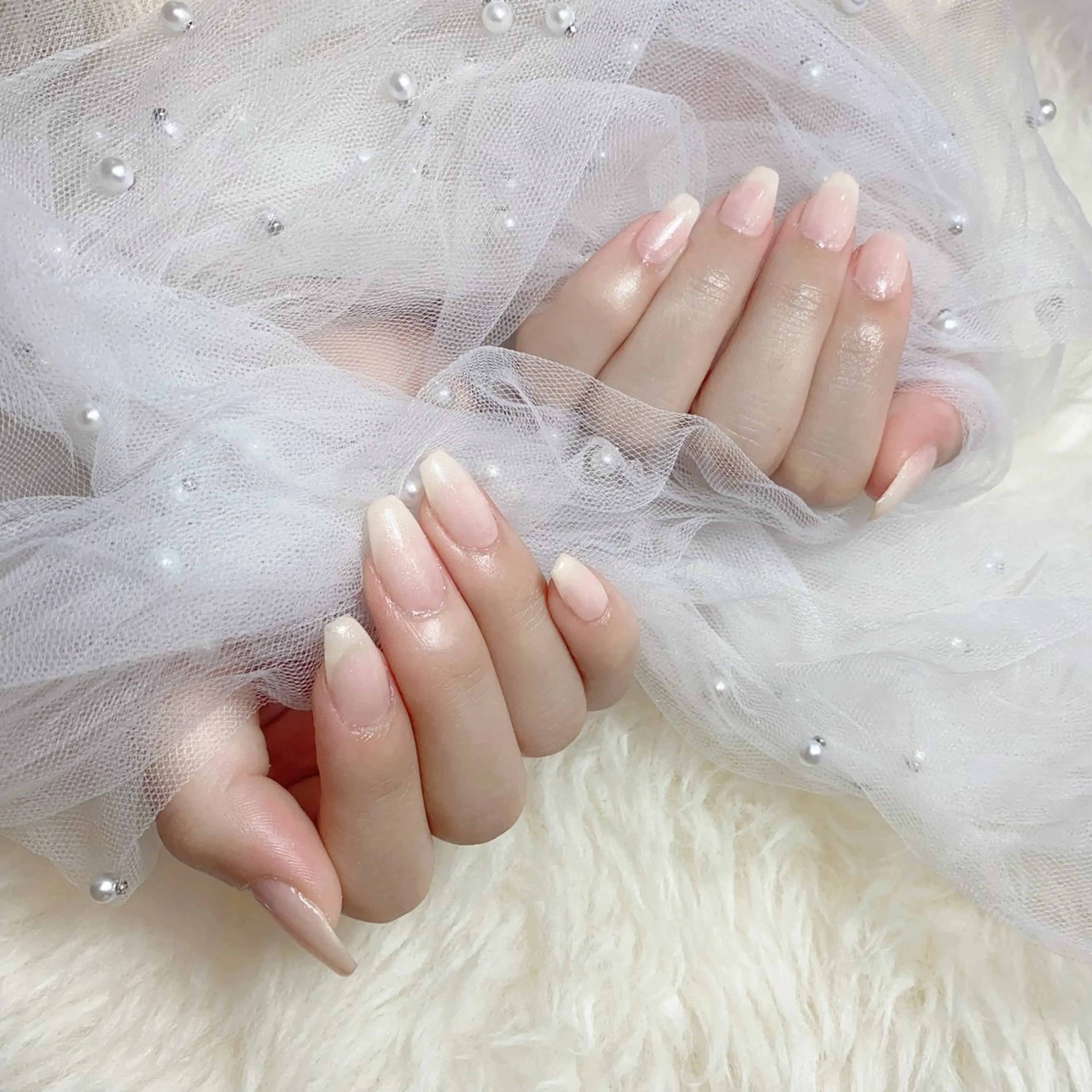 ネイル アートネイル フラッシュネイル フレンチネイル ジェルネイル ガラスフレンチ M2 BEAUTY リュウのネイルデザイン