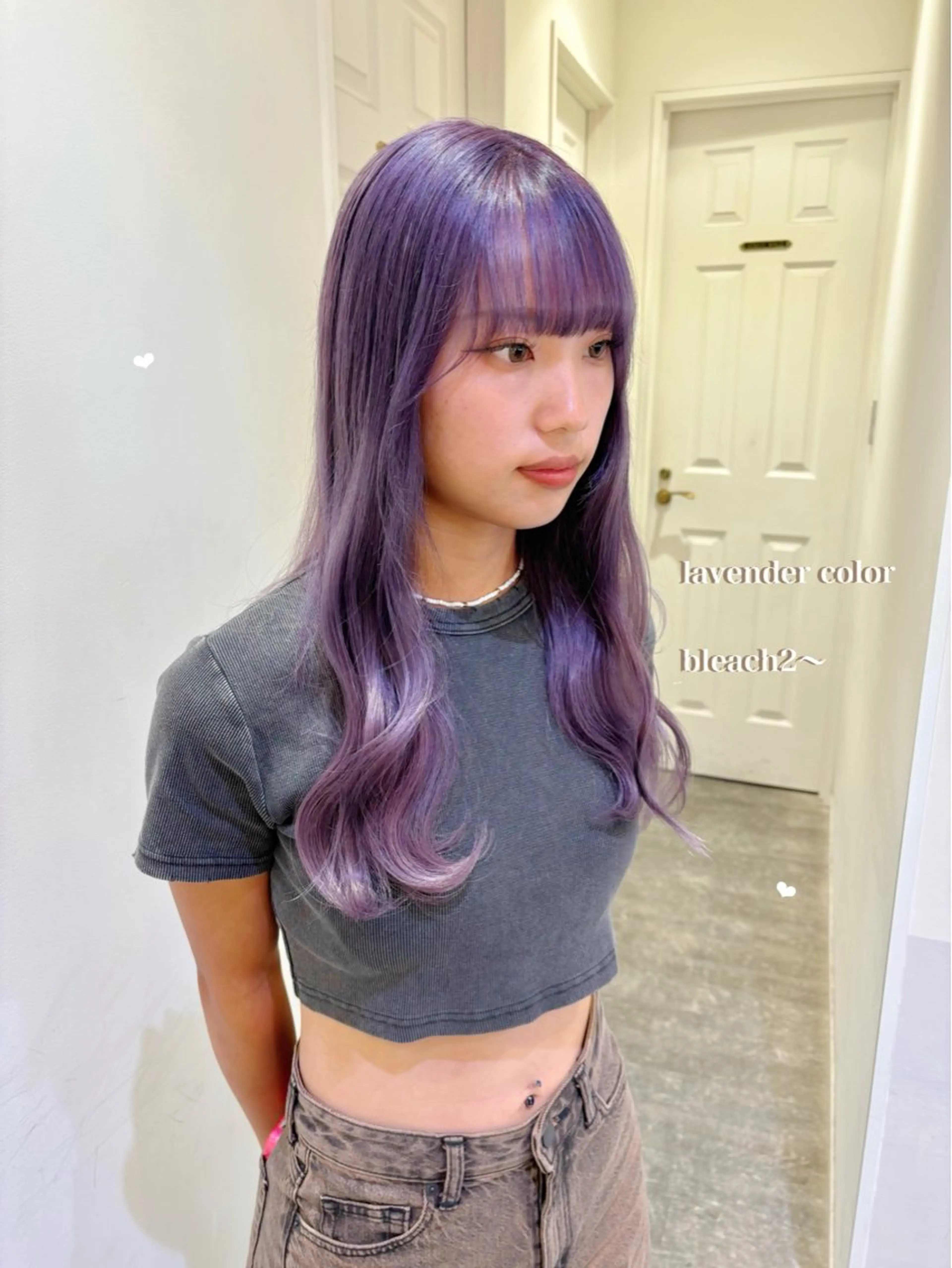 セミロング カラー ブリーチ ハイトーンカラー ラベンダーカラー シルバー ヘアカラー エクステ/ハイトーン 🐏☁️miminaのヘアスタイル