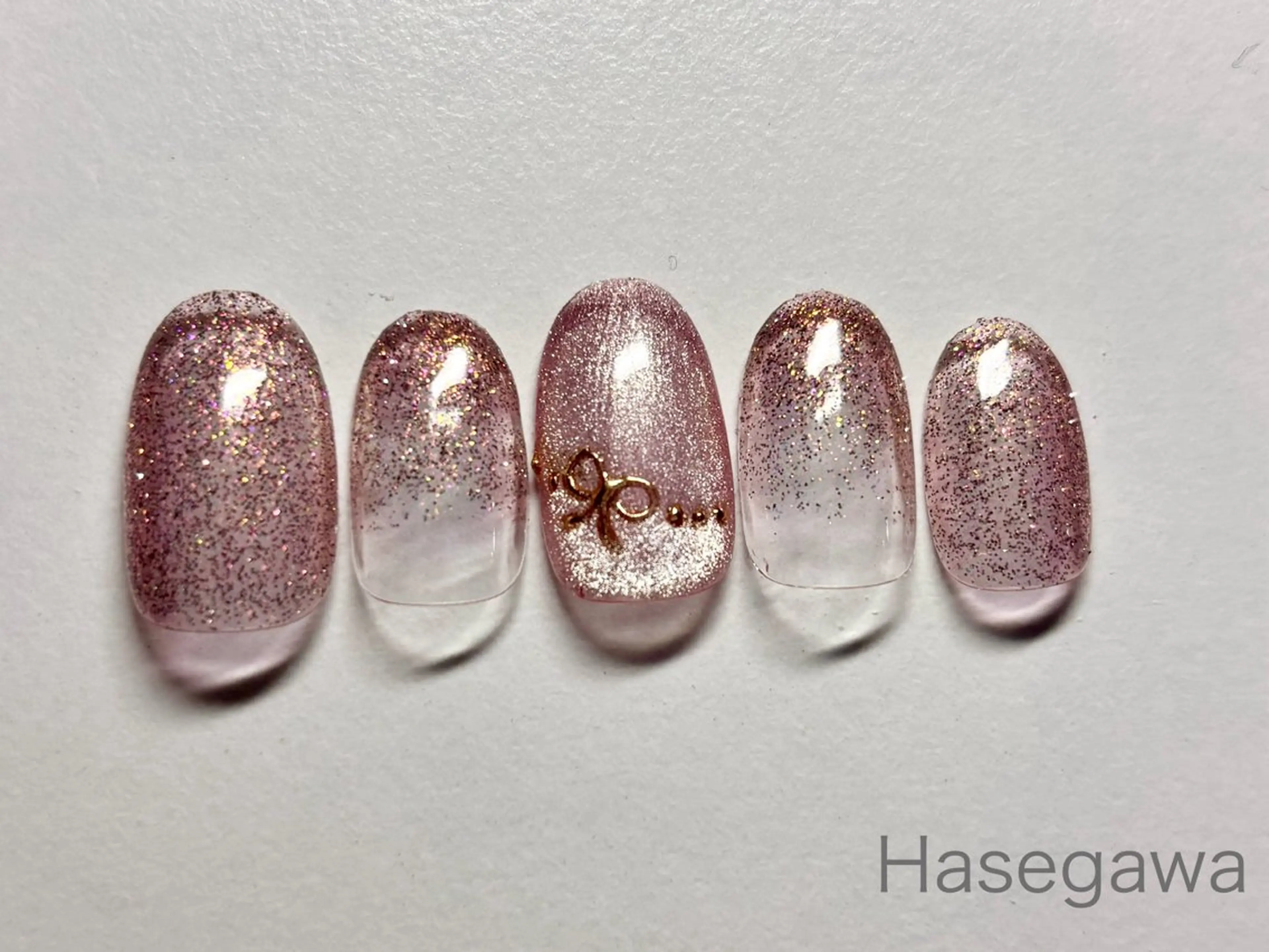 ネイル マグネットネイル ミラーネイル リボン ハンドネイル DROP所属・DROP 長谷川のネイルデザイン