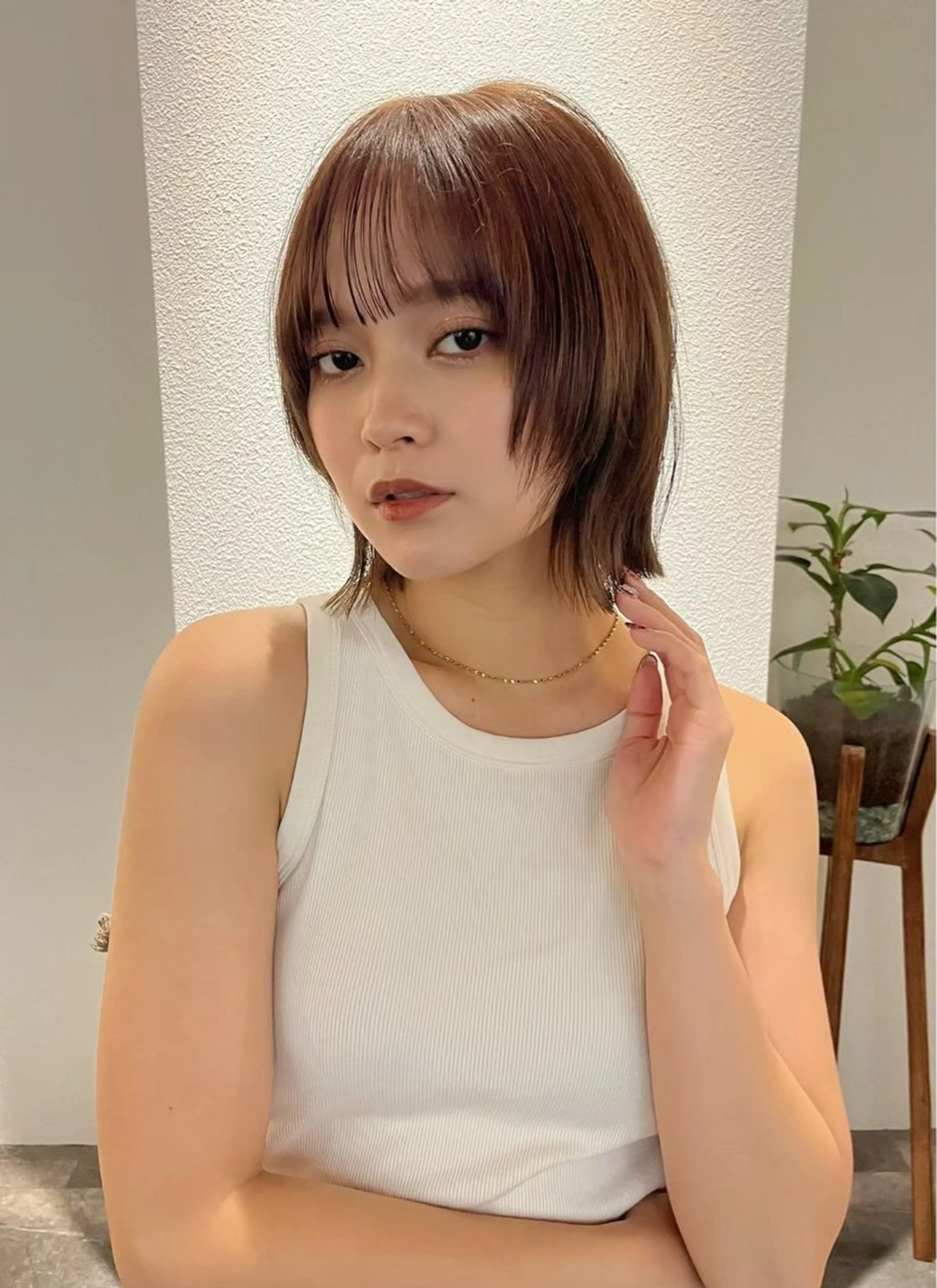 カラー レイヤー/暖色カラー /パーマ/落合 歩夢のヘアスタイル