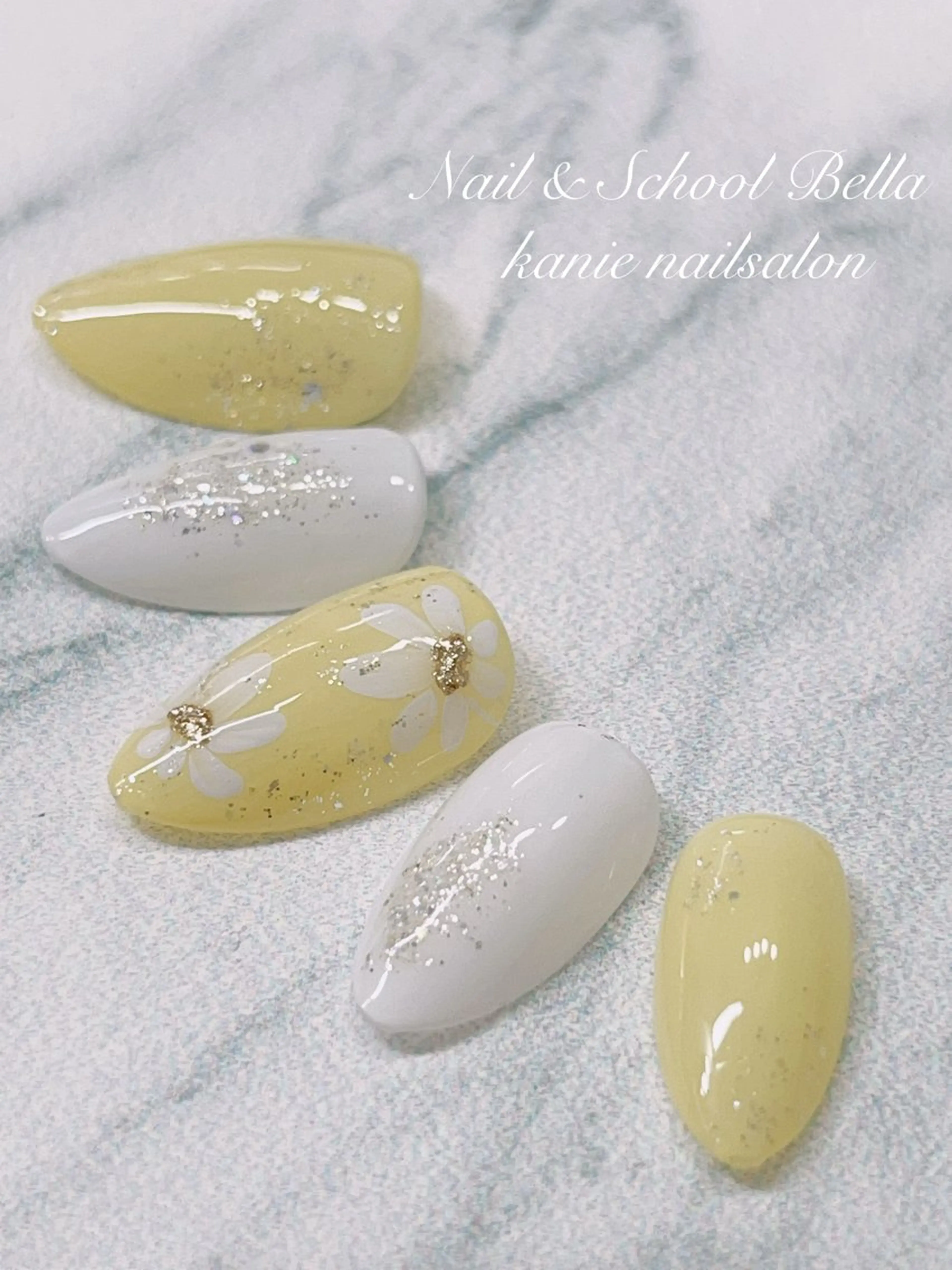 ネイル パステルネイル 春ネイル 黄色 Bella YUKAのネイルデザイン