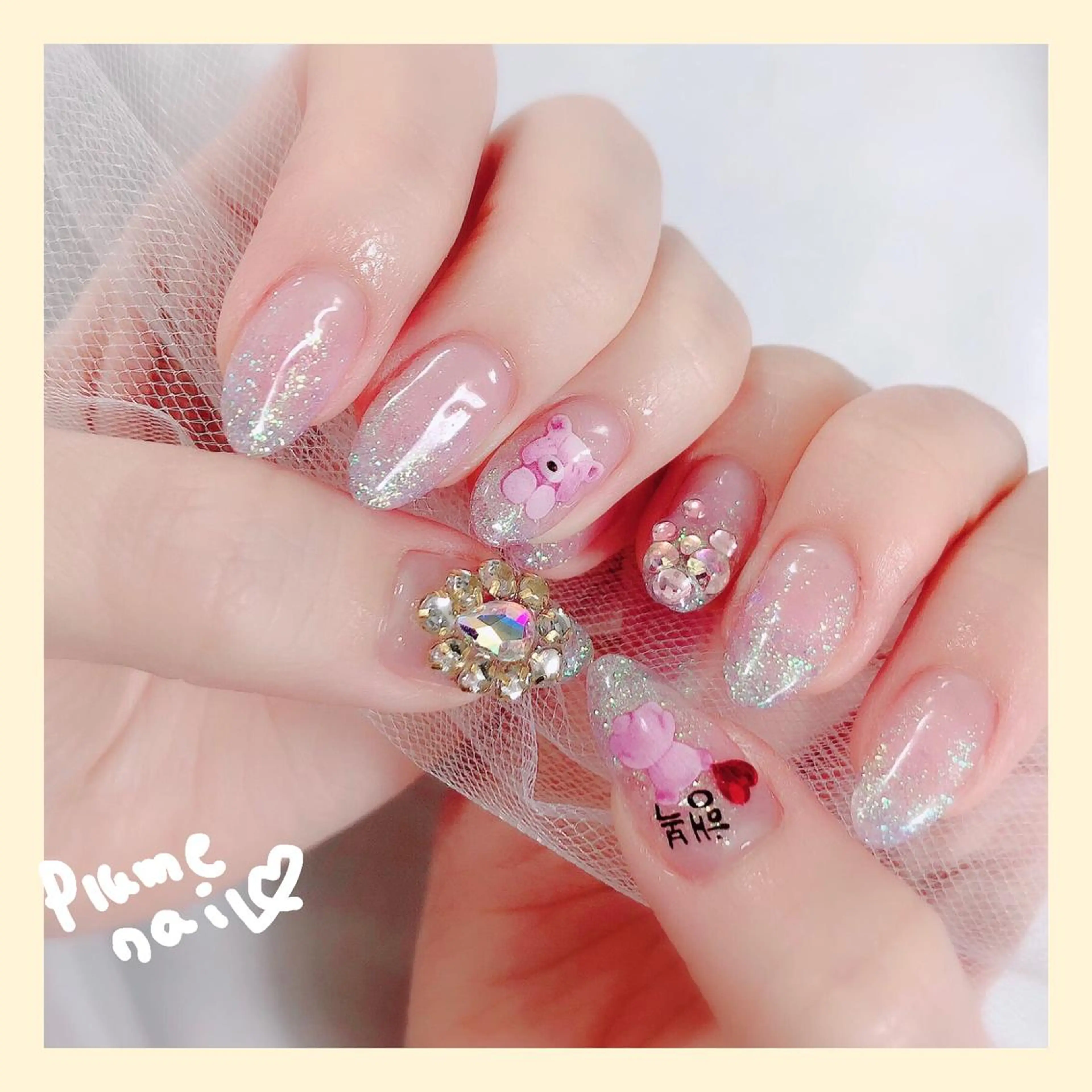 ネイル ハート キラキラネイル 韓国ネイル ラメ(グリッター) ワンカラーネイル plume nail ☆韓国ネイルのネイルデザイン