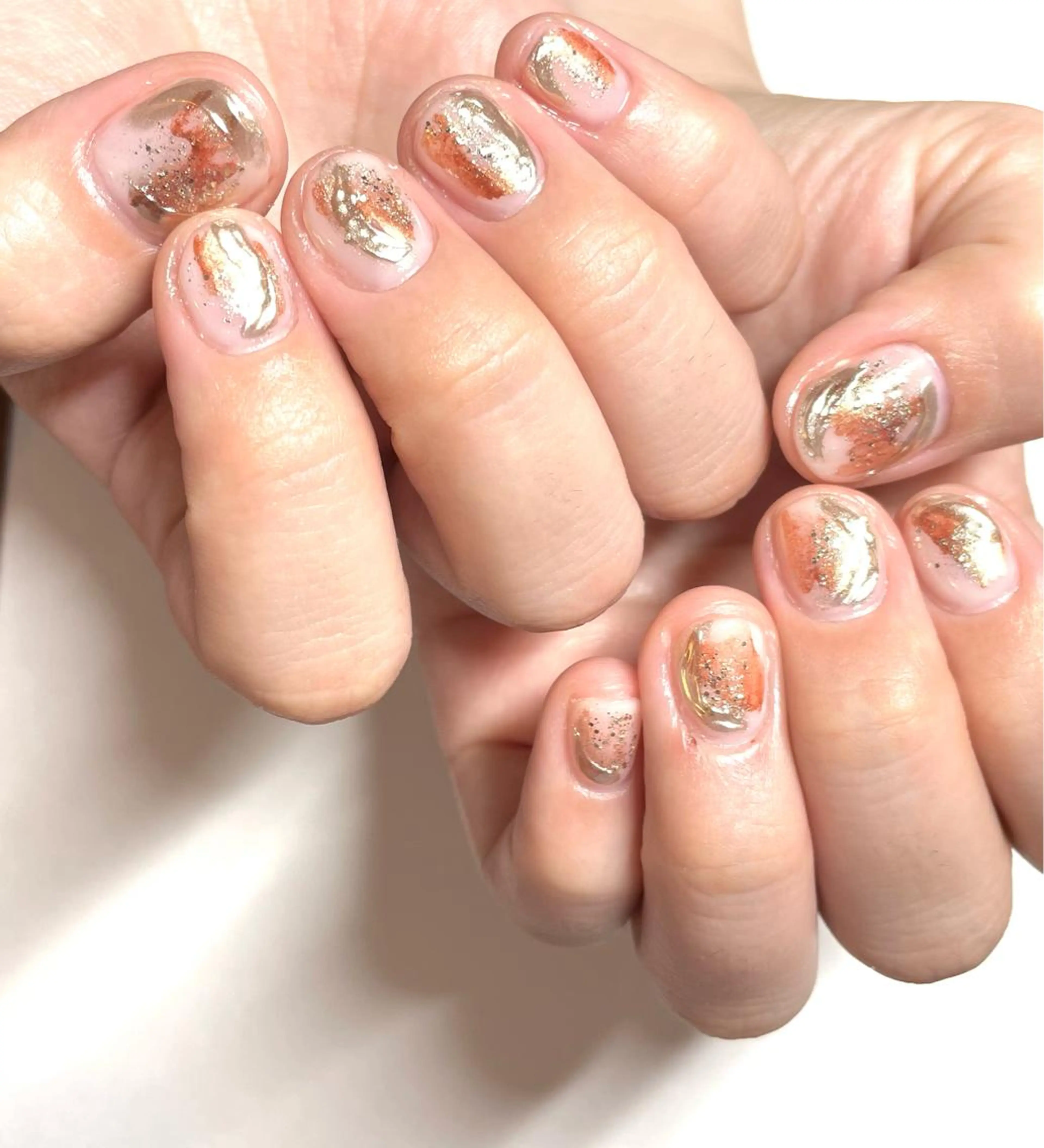 ネイル ニュアンスネイル オレンジ le_rire _nailのネイルデザイン