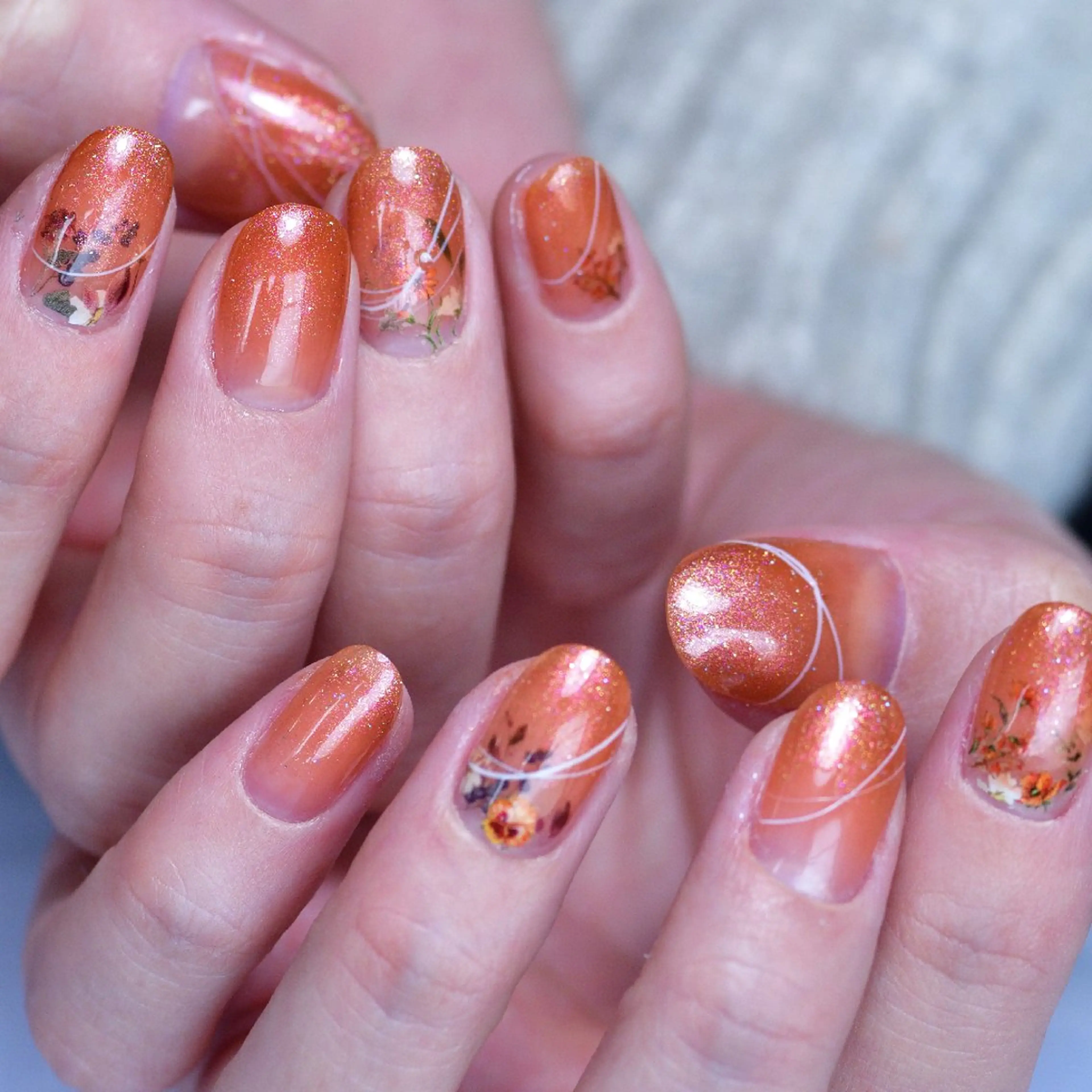 ネイル ブラウン グラデーション ラメ(グリッター) L’atelier Nenuphar所属・nénuphar misaのネイルデザイン