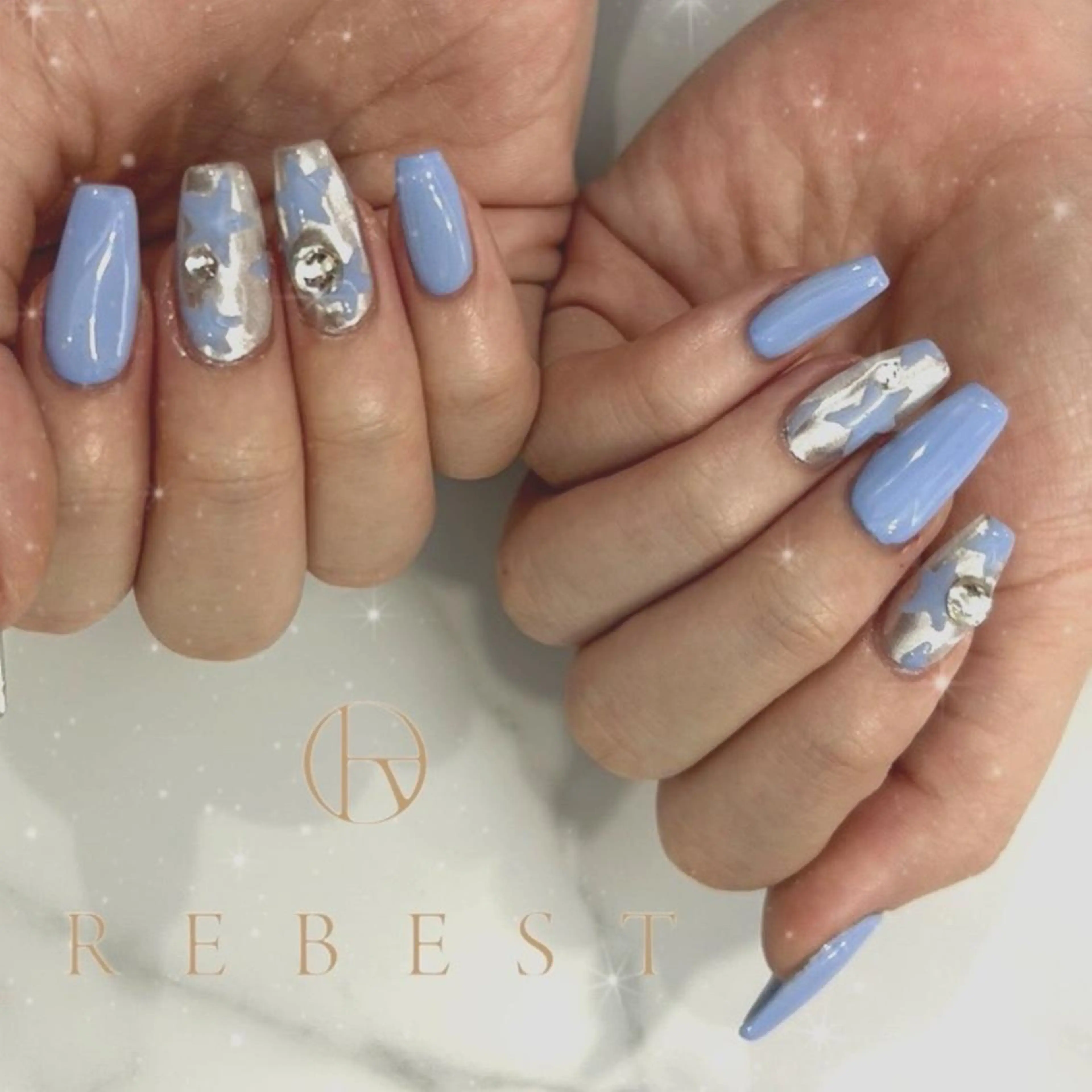 ネイル ❤️💛REBEST 付け放題Nailのネイルデザイン