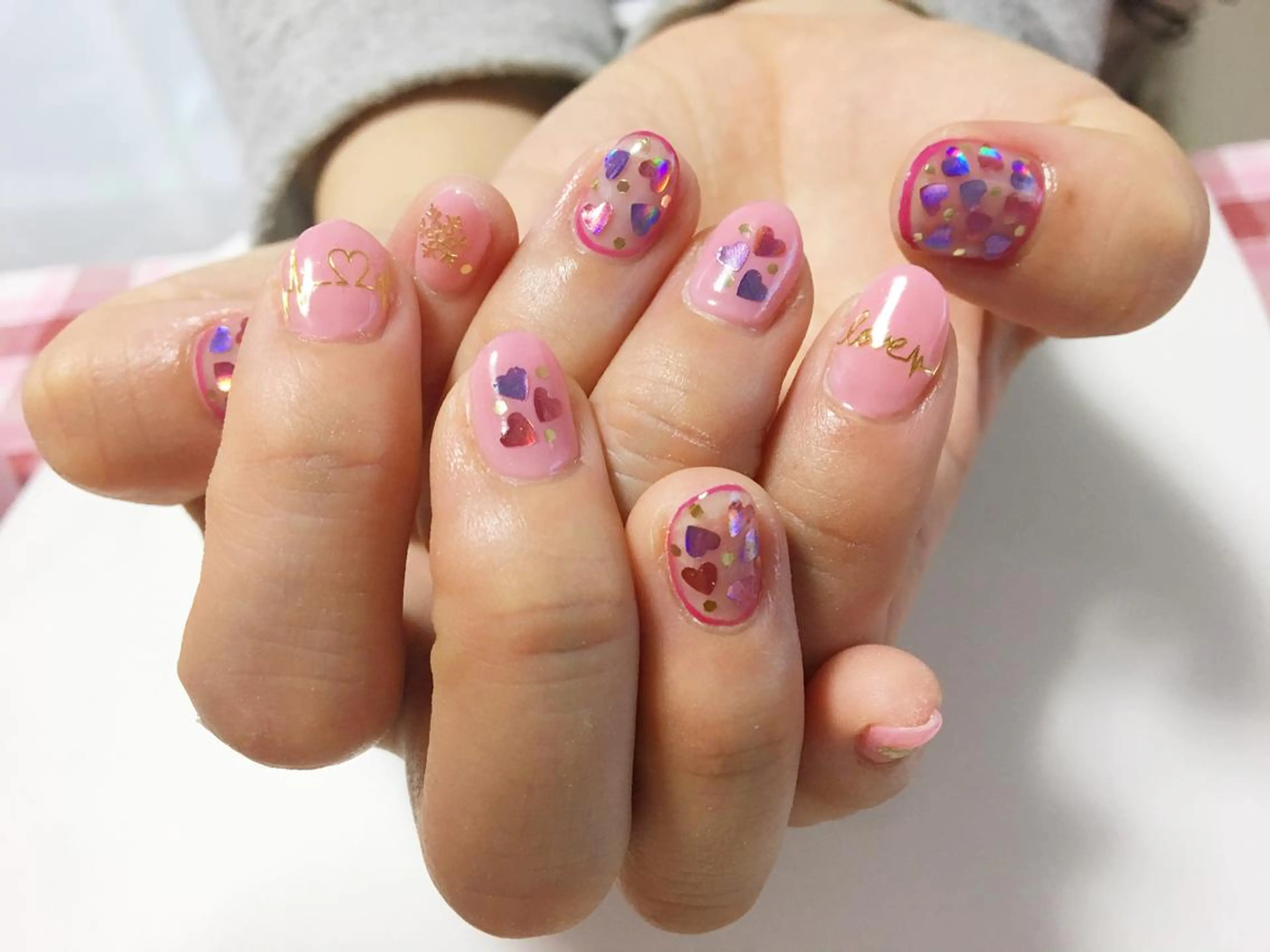 ネイル ハート キラキラネイル Colorer ☆のネイルデザイン