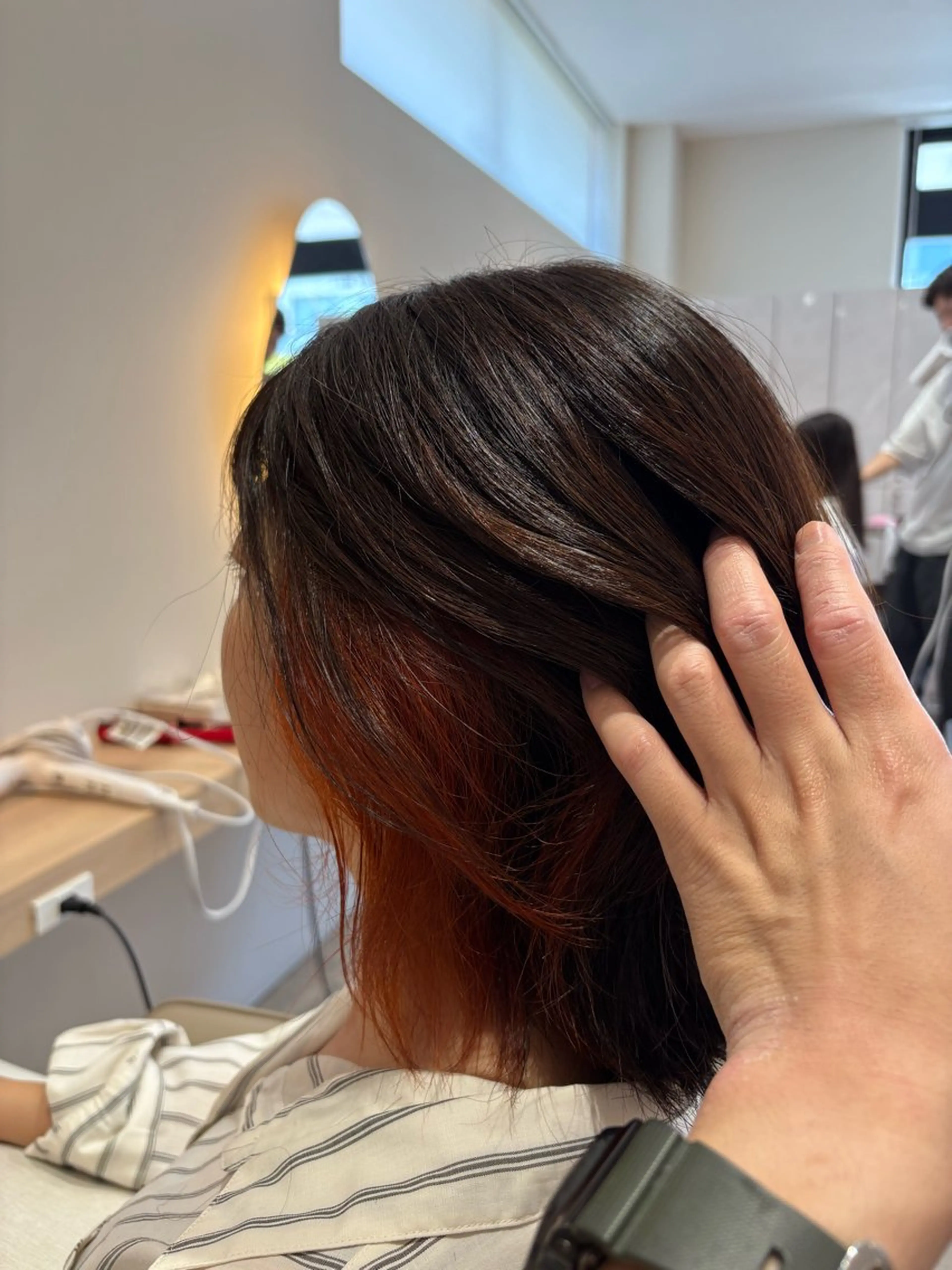 ショート カラー インナーカラー オレンジ カット ヘアカラー レイヤー/透明感/髪 質改善/メンズ/佐藤のヘアスタイル