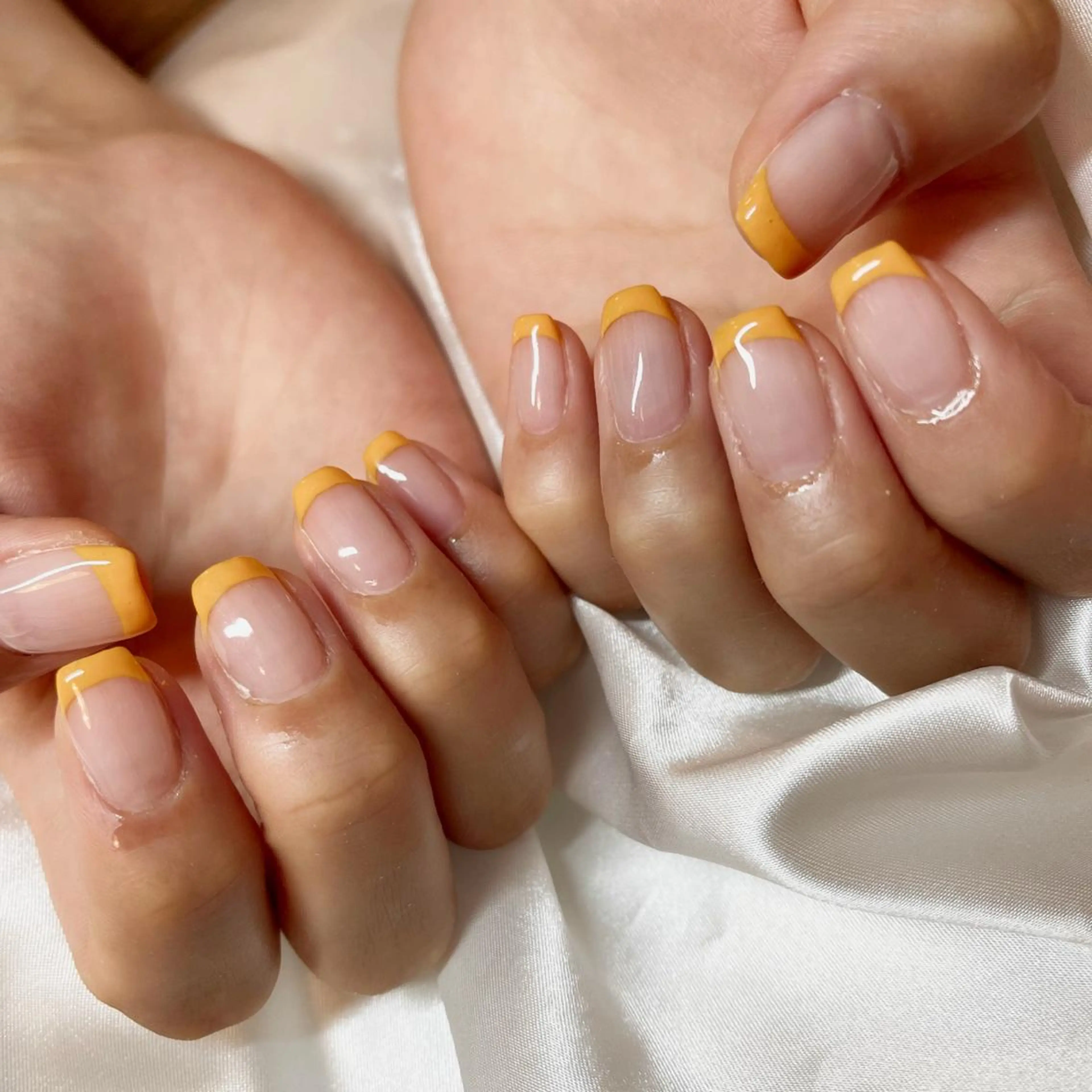 ネイル クリアネイル フレンチネイル オレンジ BINEL REINAのネイルデザイン