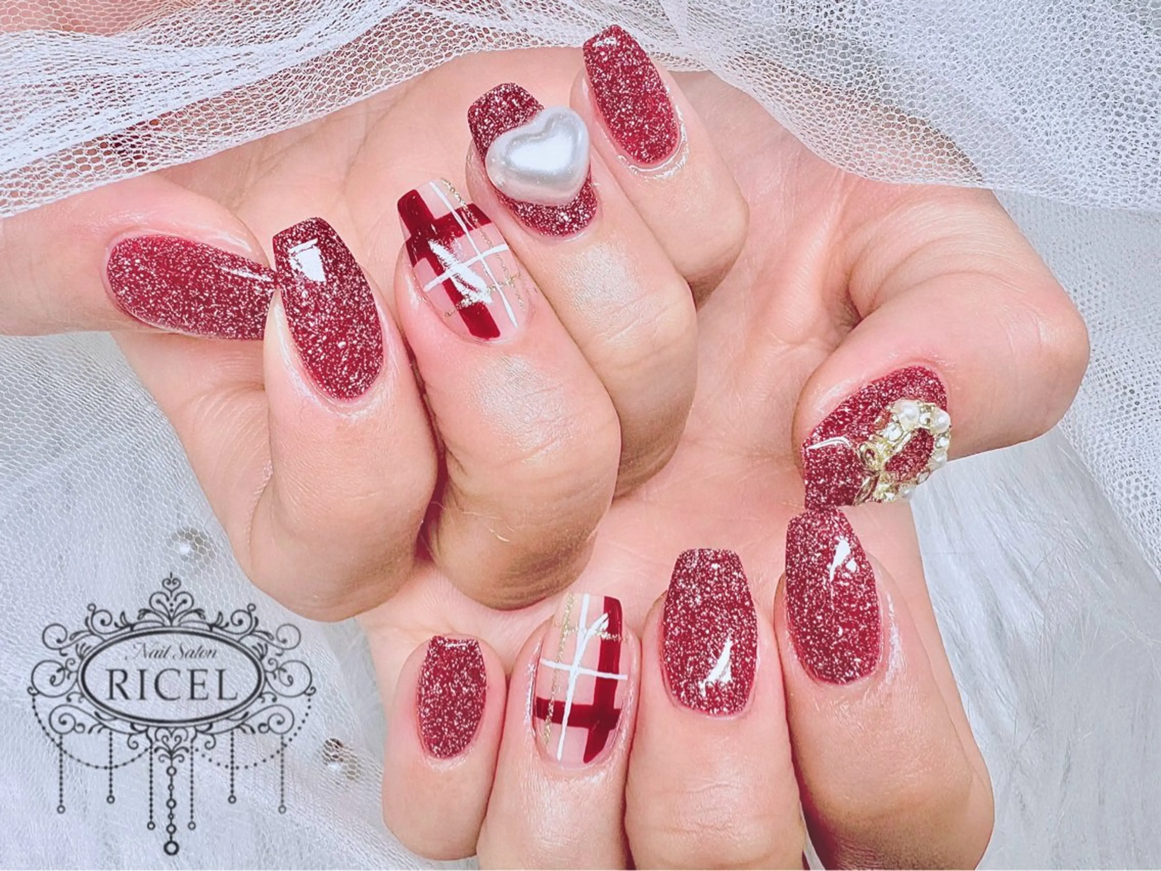 ネイル ボルドー フラッシュネイル 冬ネイル クリスマス Ricel新宿店所属・KANO ♡のネイルデザイン