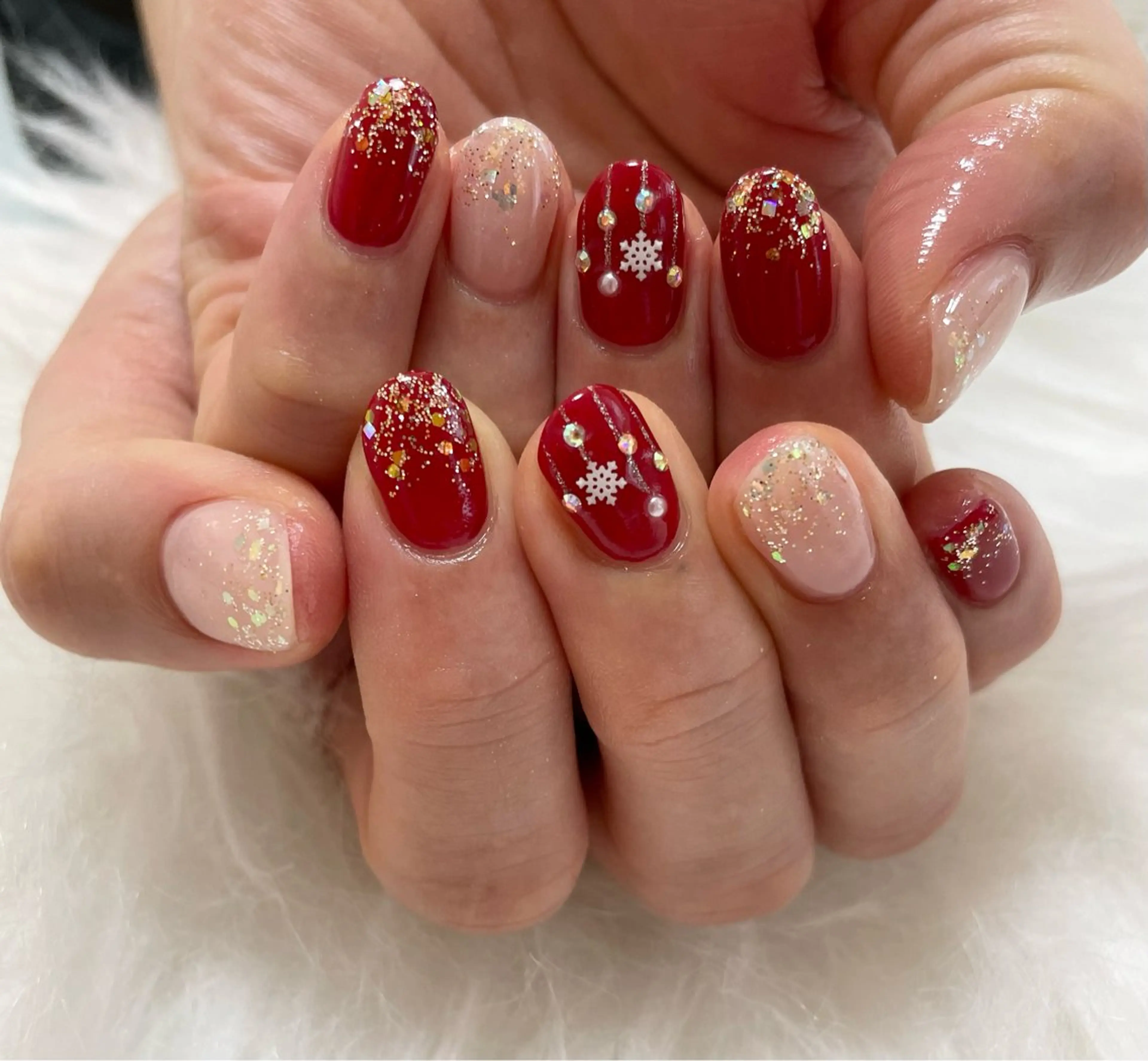 ネイル 持ち込み 冬ネイル クリスマス ハンドネイル nail salon HIRUKANAのネイルデザイン