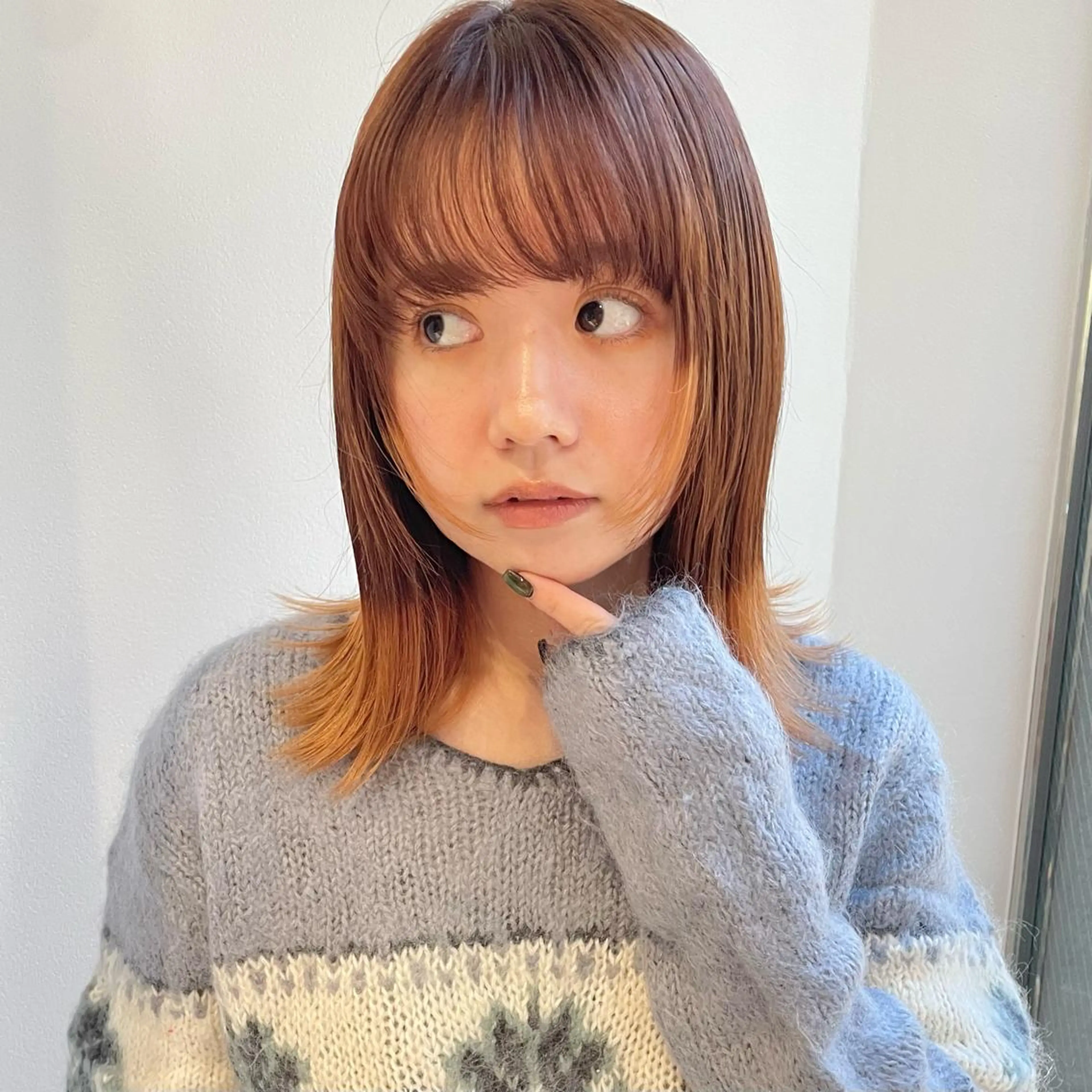 ミディアム カラー 🍊暖色×顔周り 🍊cocoroのヘアスタイル