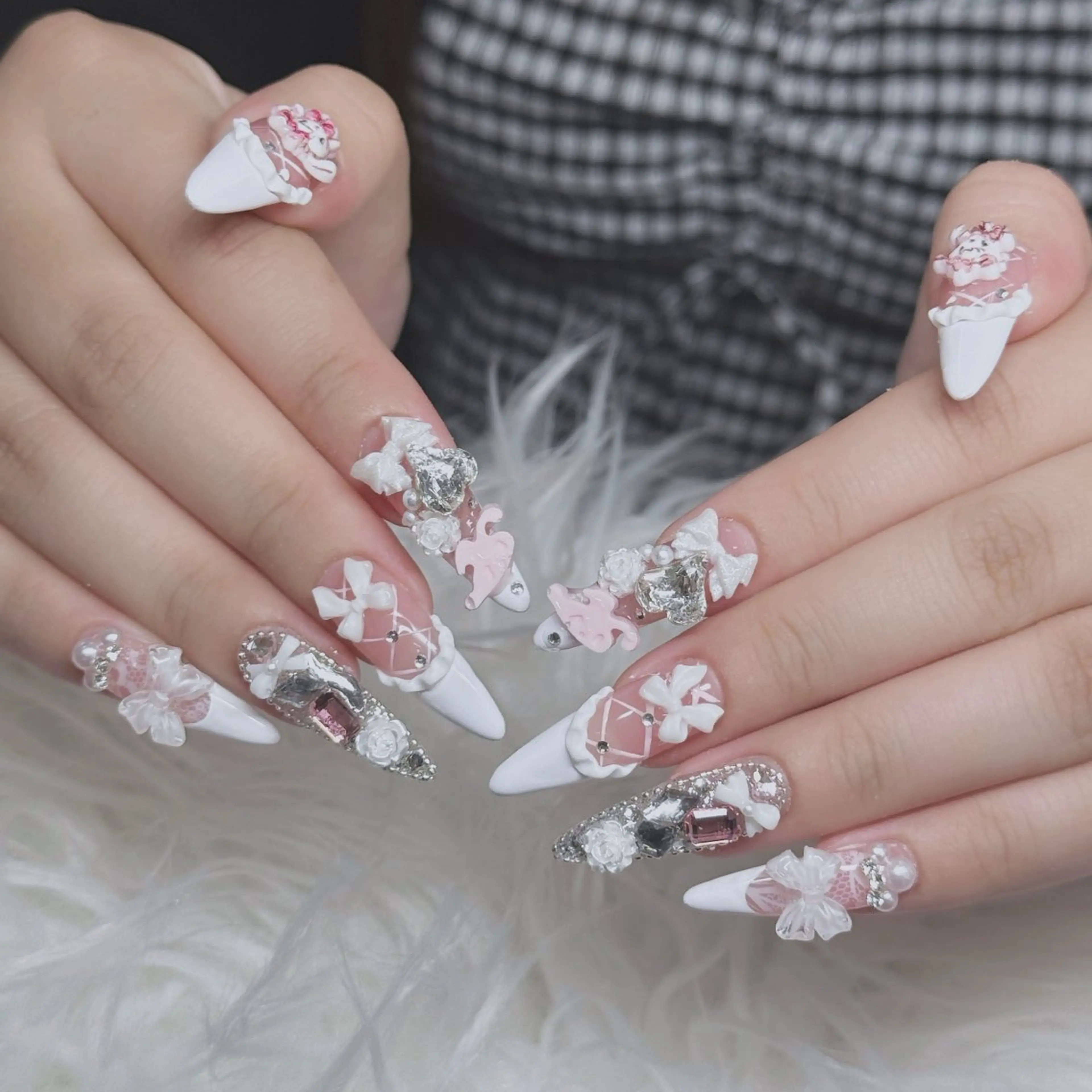 ネイル ロングネイル マグネットネイル リボン 夏ネイル スーパーロングネイル Hani Nail Salonのネイルデザイン