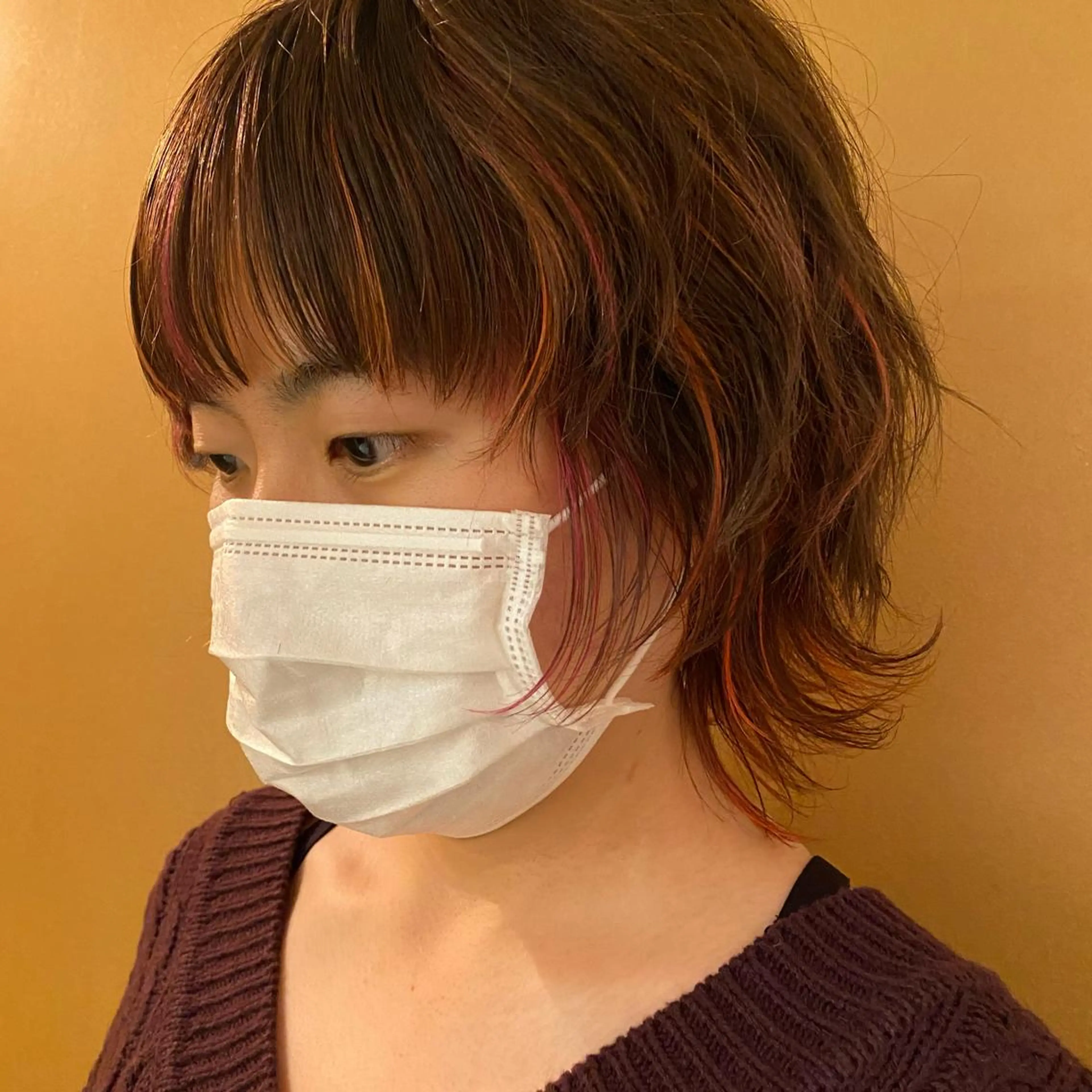 ミディアム ハイライト ウルフカット Aust hair Stella新宿所属・Yuki☺︎パーマ レイヤーカットのヘアスタイル