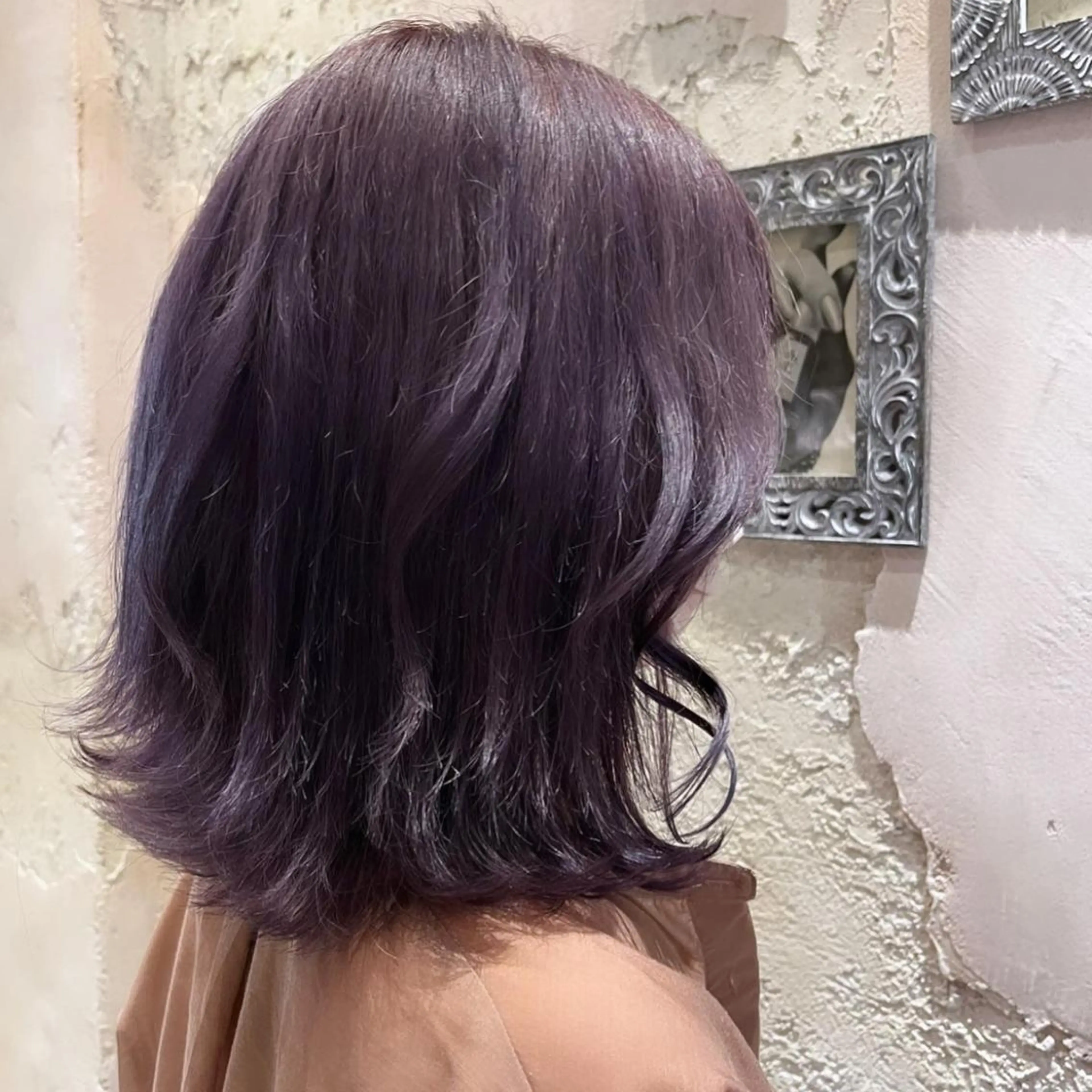 ミディアム 顔まわりレイヤー 顔周りカット 髪質改善 韓国風ヘア レイヤーカット 川井麻由🎀アイドル 量産🎀ピンクカラーのヘアスタイル