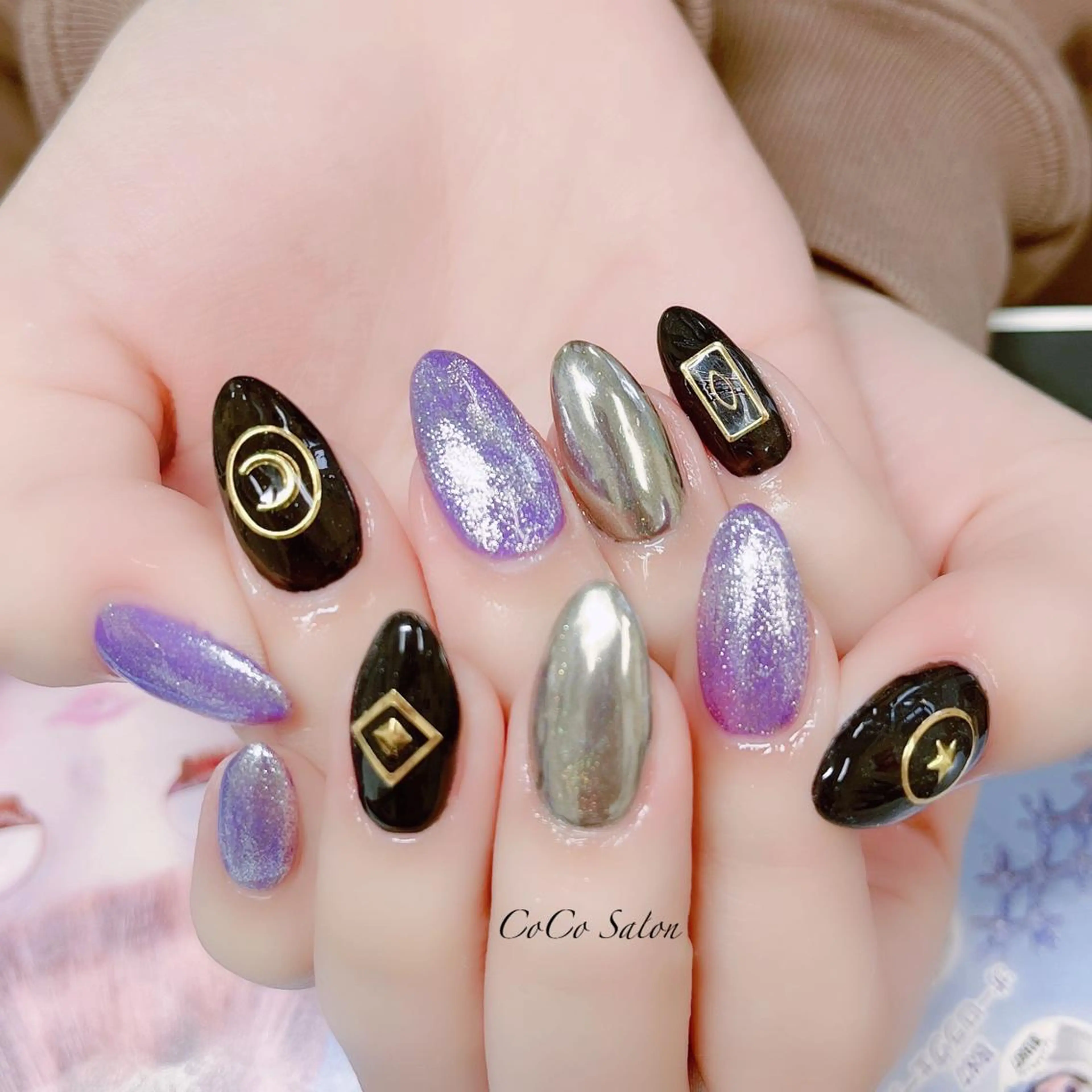 ネイル 長さ出し ジェルネイル キラキラネイル ラメ(グリッター) ミラーネイル CoCoSalon ネイル/まつ毛予約のネイルデザイン