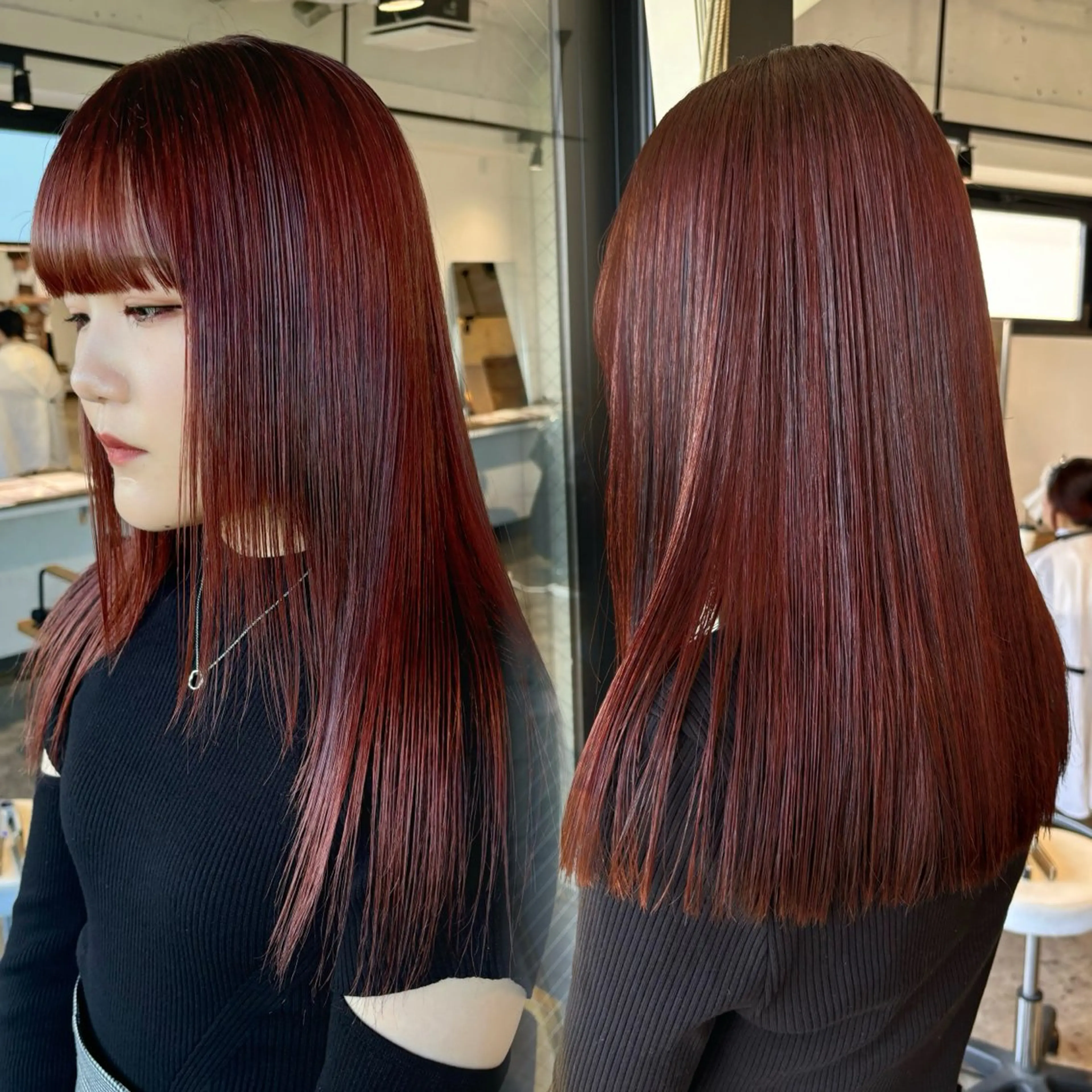 ロング カラー ボルドーカラー ケアカラー オレンジ ピンクカラー レッドカラー 暖色カラー🍒 ケアブリーチ/akiのヘアスタイル