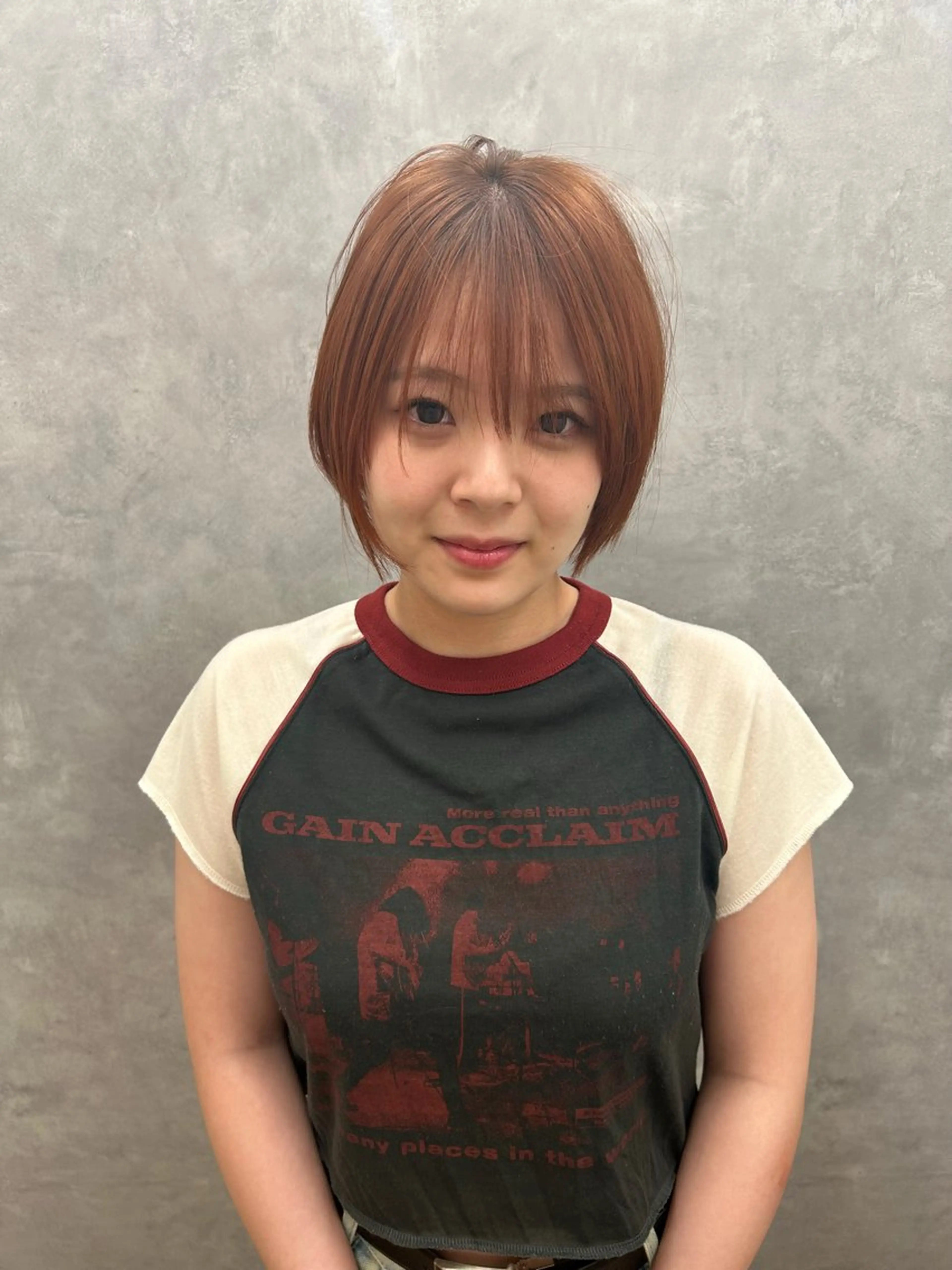 ショート カラー ブリーチ ブラウンカラー オレンジ オレンジブラウン ヘアカラー funnu ⋆꙳なつみのヘアスタイル