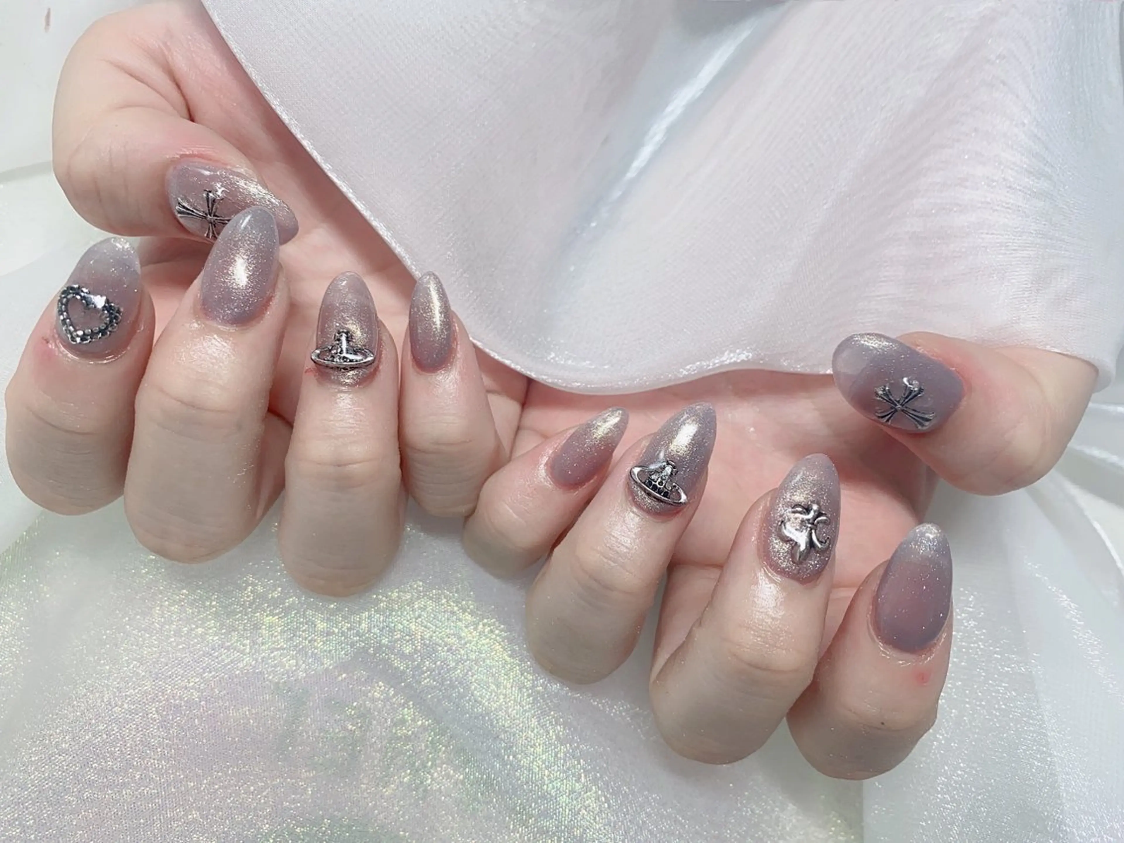 ネイル 長さ出し ジェルネイル キラキラネイル 大理石ネイル(マーブル) ニュアンスネイル Morpho nailのネイルデザイン