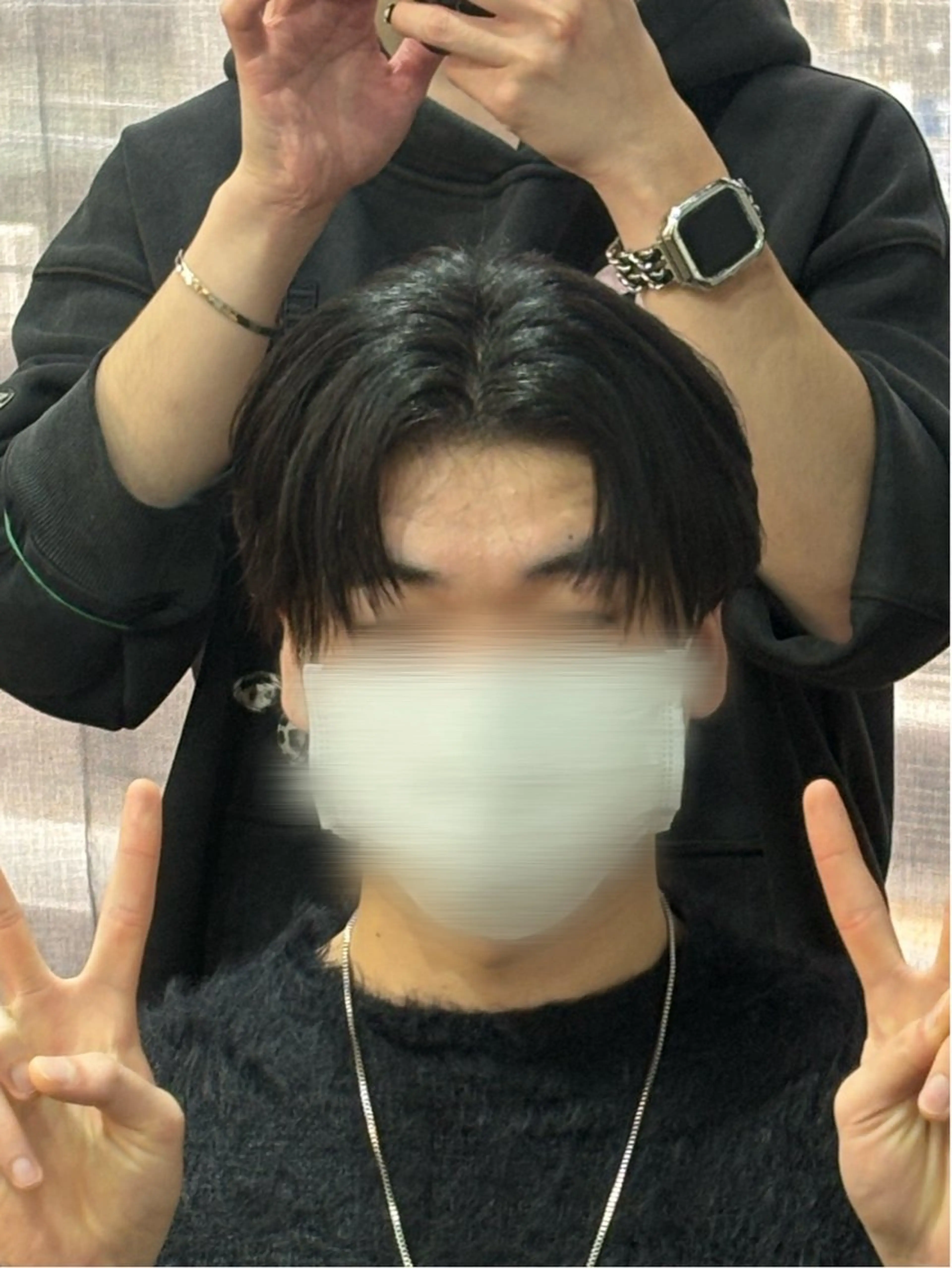 ショート パーマ メンズ マッシュ シースルーマッシュ 縮毛矯正 カット 縮毛矯正 韓国メンズヘア/ 毛流れヘア　須田龍世のヘアスタイル