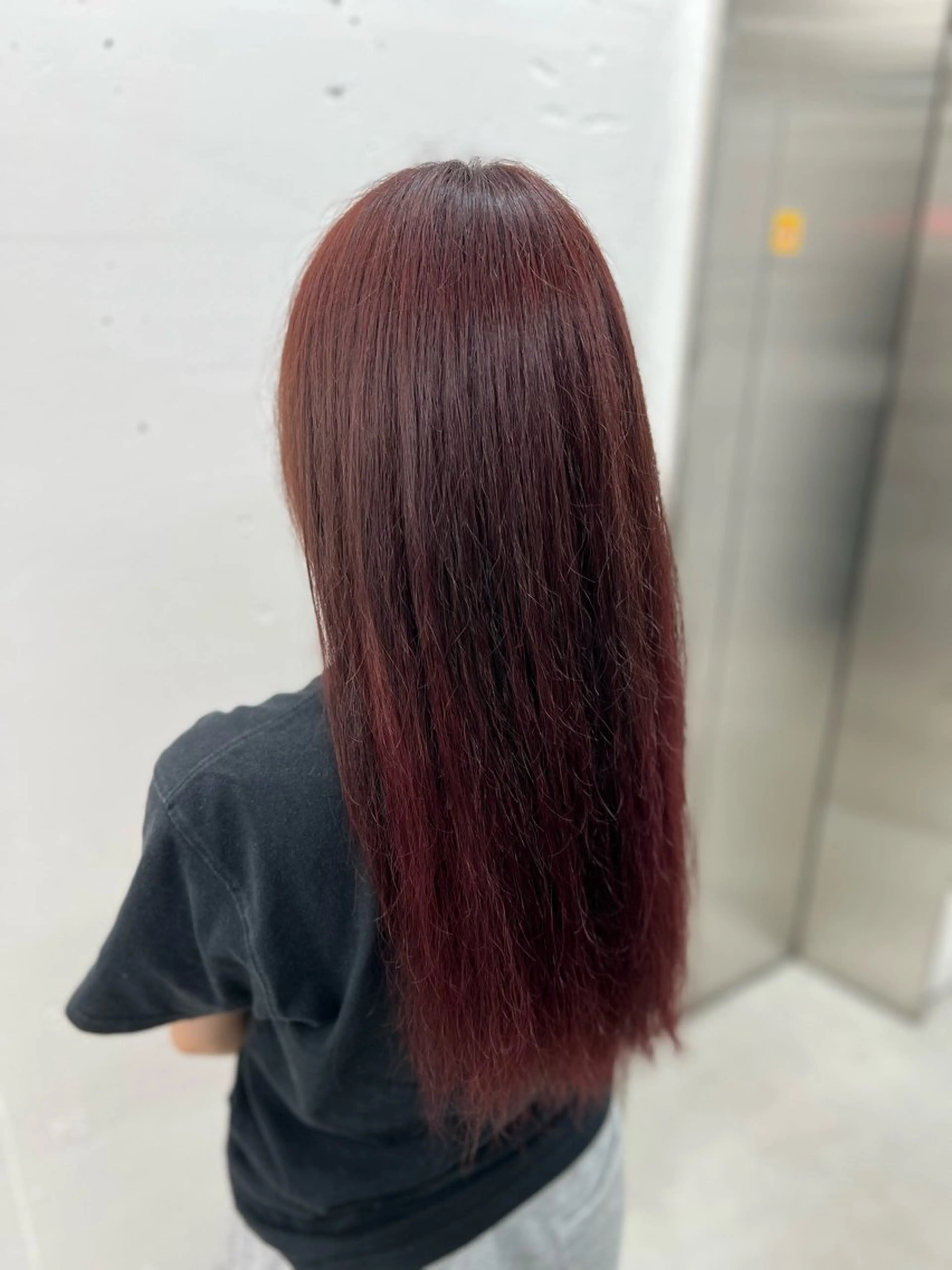 ロング カラー ブリーチ ボルドーカラー 透明感カラー ブリーチなしカラー ロング ヘアカラー あすか JILLSTUDIOのヘアスタイル