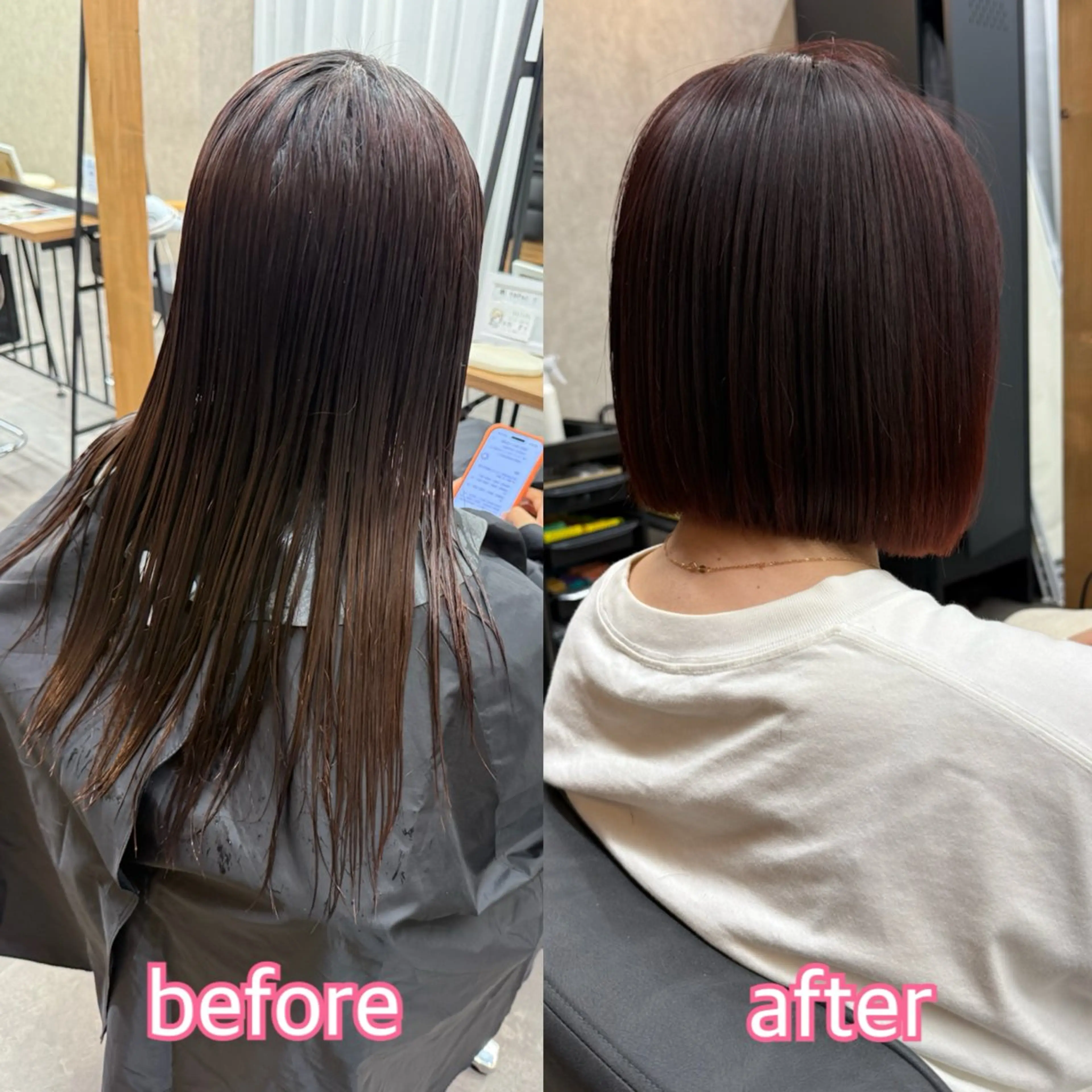 ミディアム カラー レッドカラー ボブ カット ヘアカラー トリートメント 似合わせボブ🎀🫧 千葉 優希のヘアスタイル