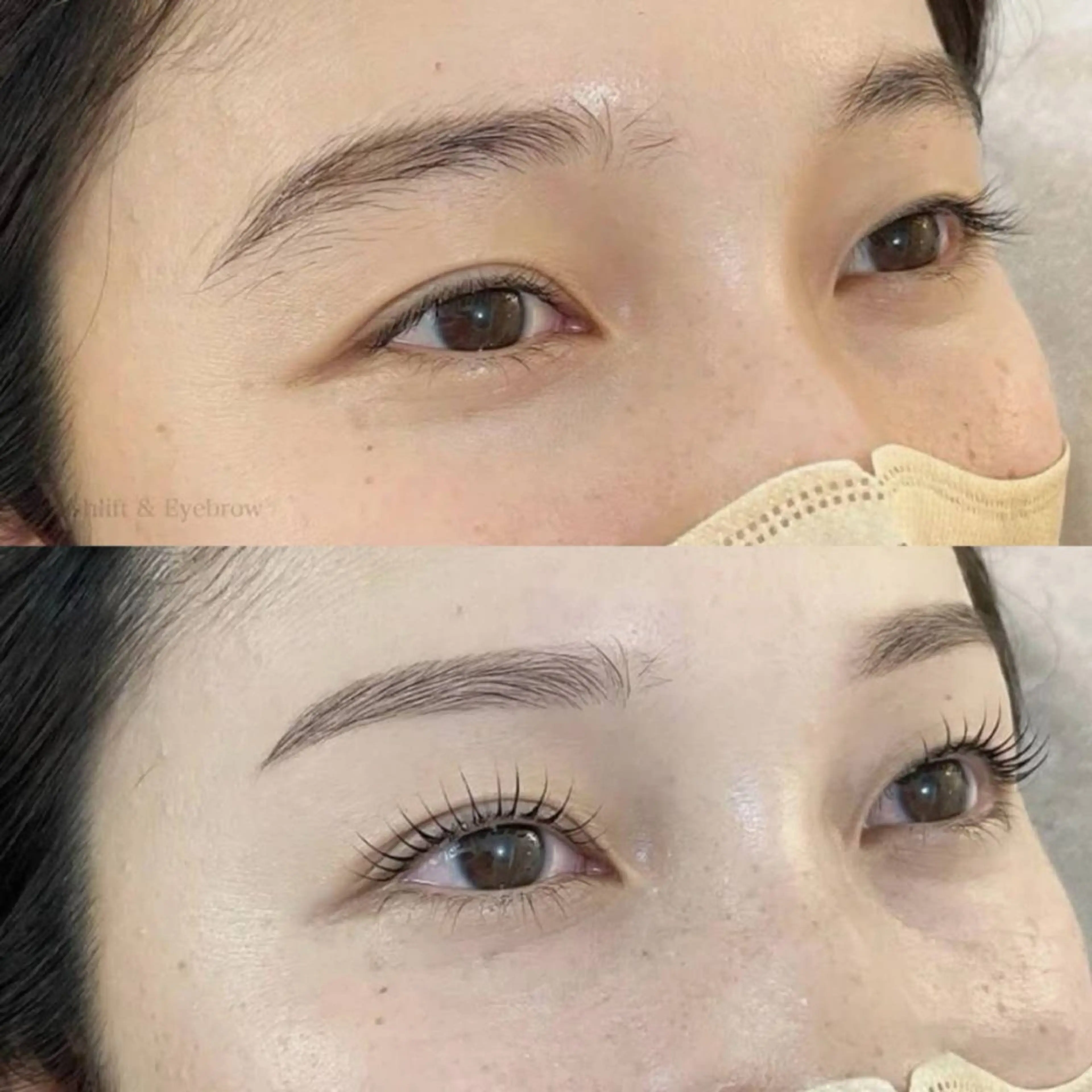 【3点イメチェン🧚🏻‍♀️】選べるまつパ上➕下&美眉WAX🤎（毛量調整間引き+眉カット+メイク仕上げ）の写真