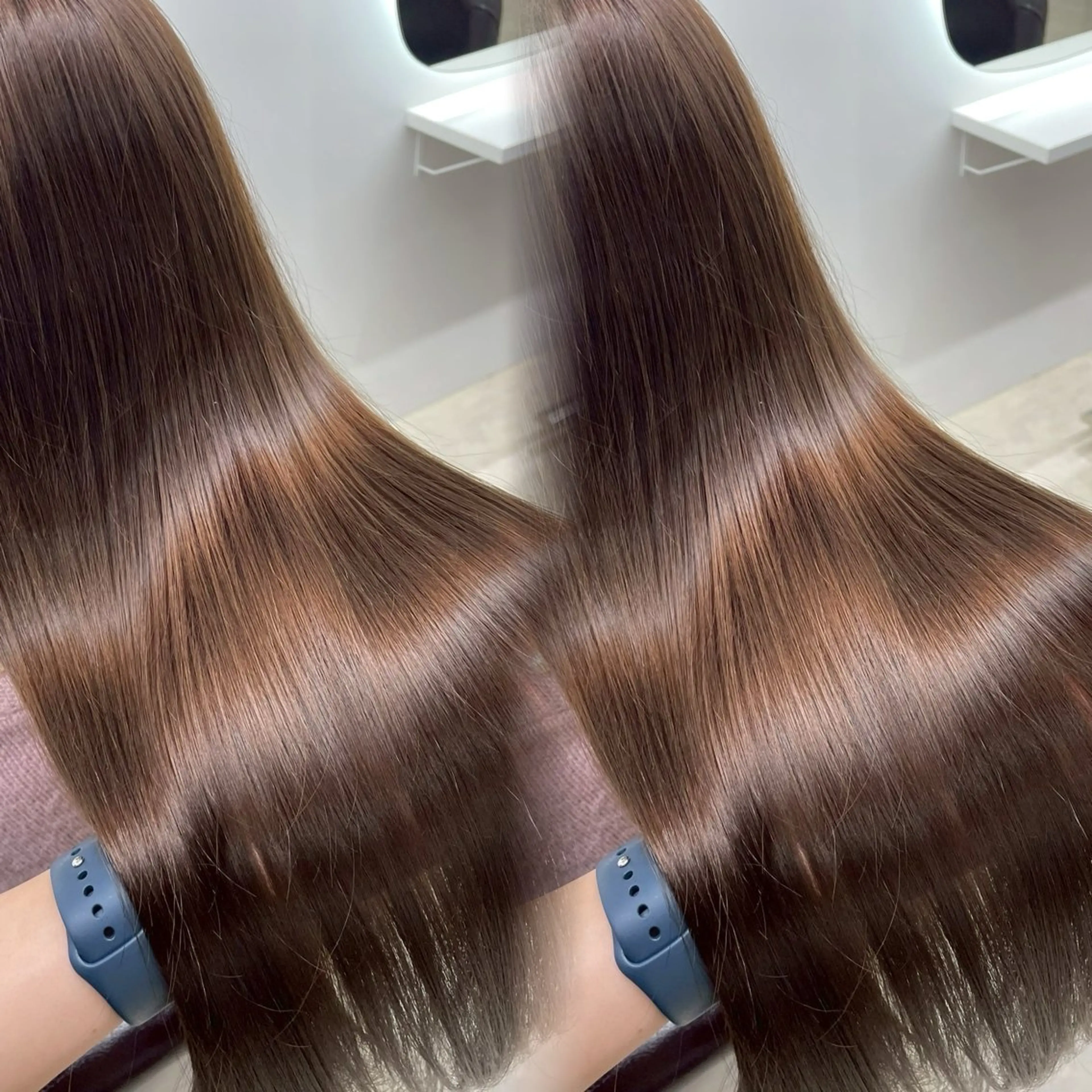 セミロング カラー ブリーチ ハイライトカラー ハイライト 髪質改善 レイヤーカット カット ヘアカラー トリートメント 韓国ヘア/髪質改善/ レイヤー/ブラウンのヘアスタイル