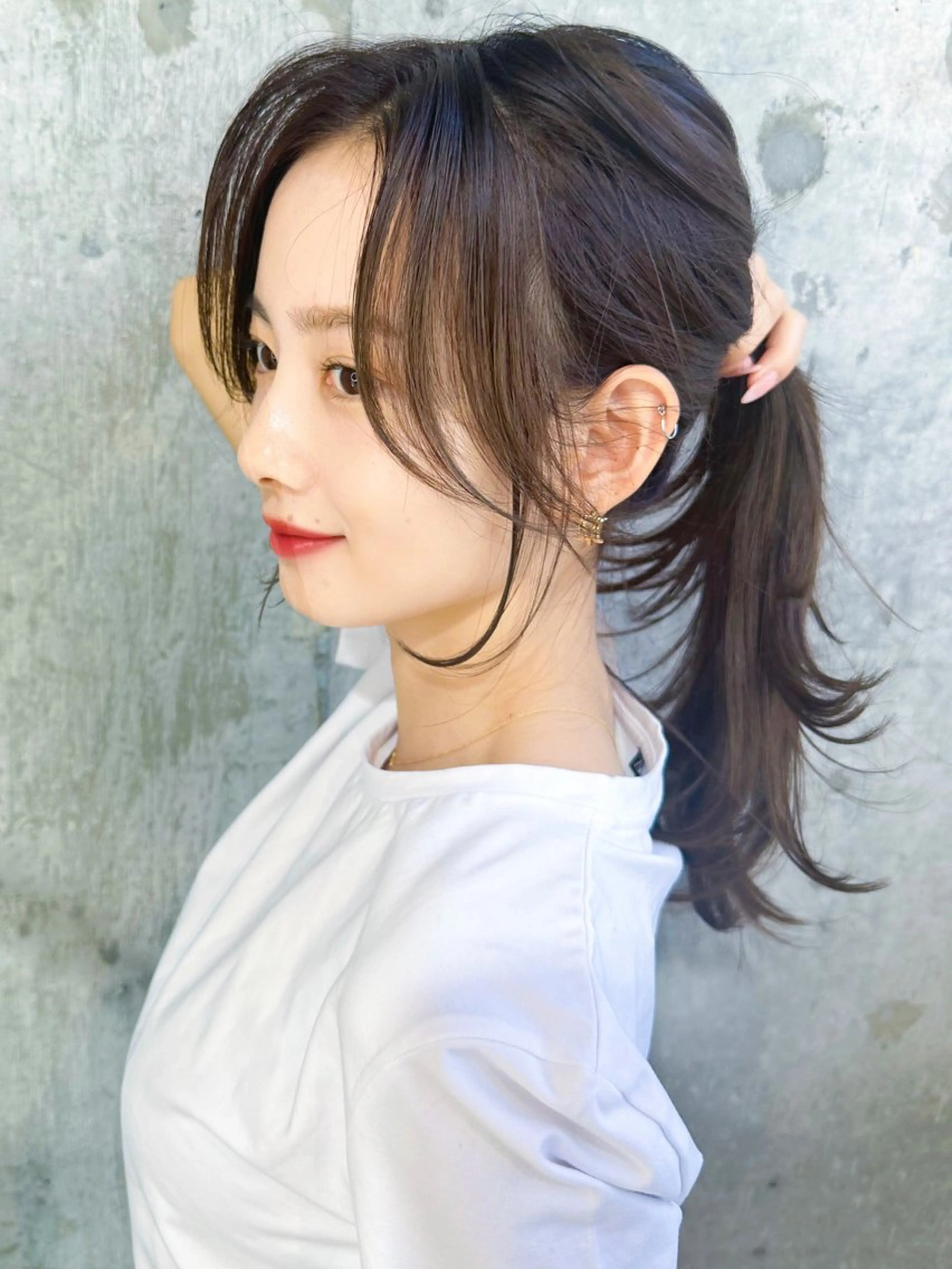 セミロング カラー ダブルカラー ハイライトカラー ハイライト 髪質改善 韓国風ヘア カット ヘアカラー トリートメント 新宿/韓国風レイヤー 髪質改善/渋谷直樹のヘアスタイル