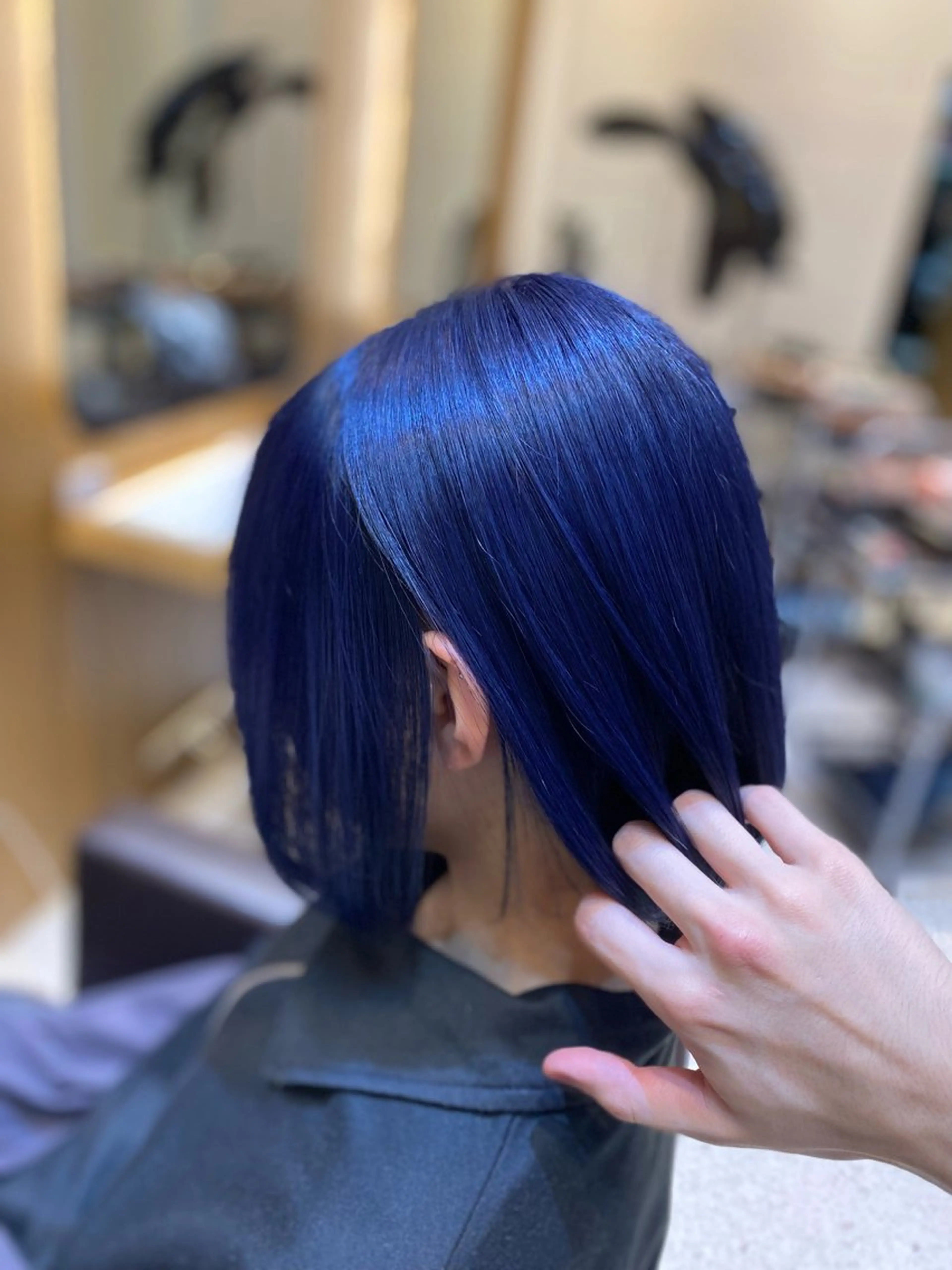 セミロング カラー アディクシーカラー 黒髪 ブリーチ ブルーカラー ブルーブラック エクステ/髪質改善 🖤RYUSEI🖤のヘアスタイル