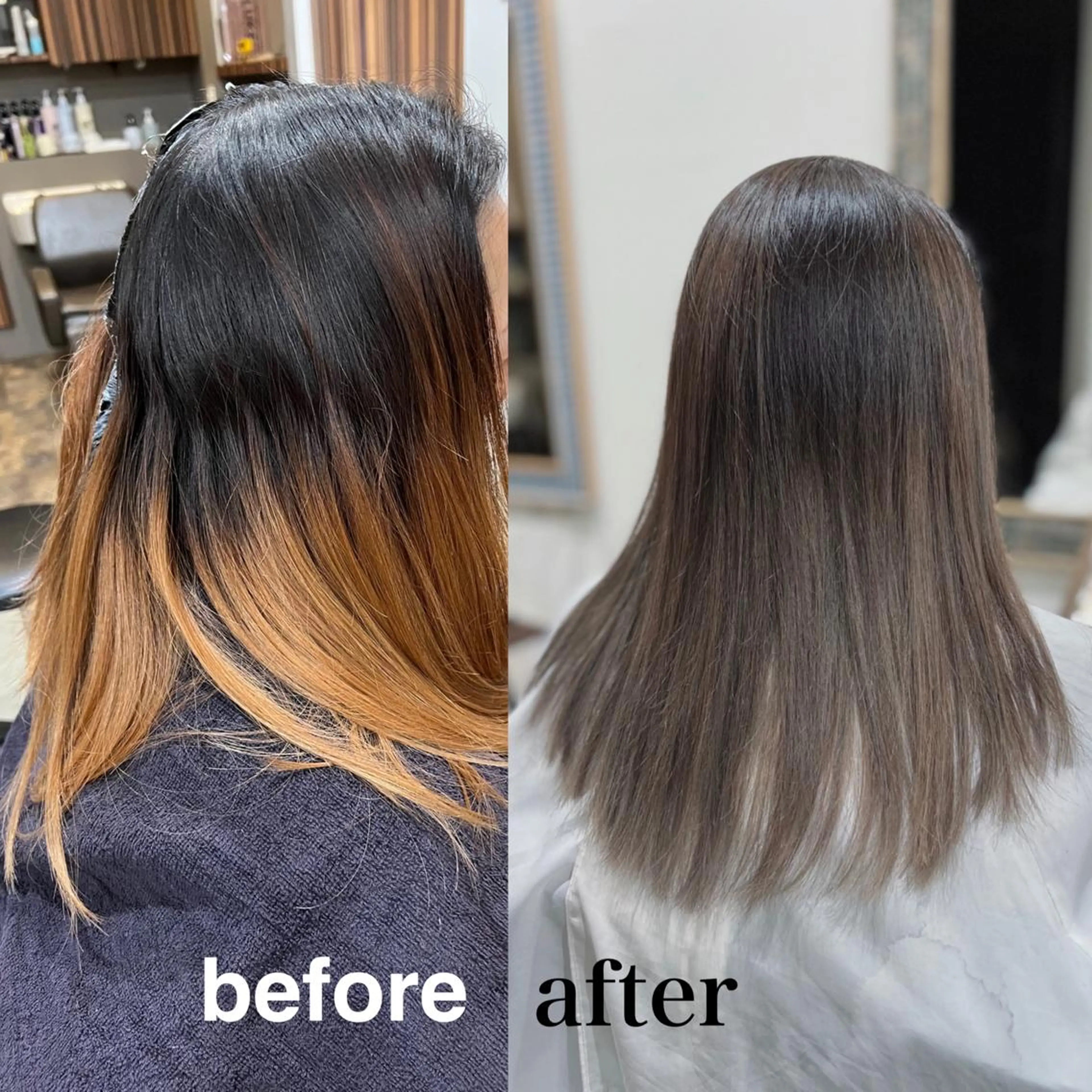 セミロング カラー ヘアアレンジ キッズ バレイヤージュ ブリーチ ケアブリーチ 透明感カラー デザインカラー カット ヘアカラー トリートメント 五反田　美容院☆張 明星☆韓国ヘアのヘアスタイル