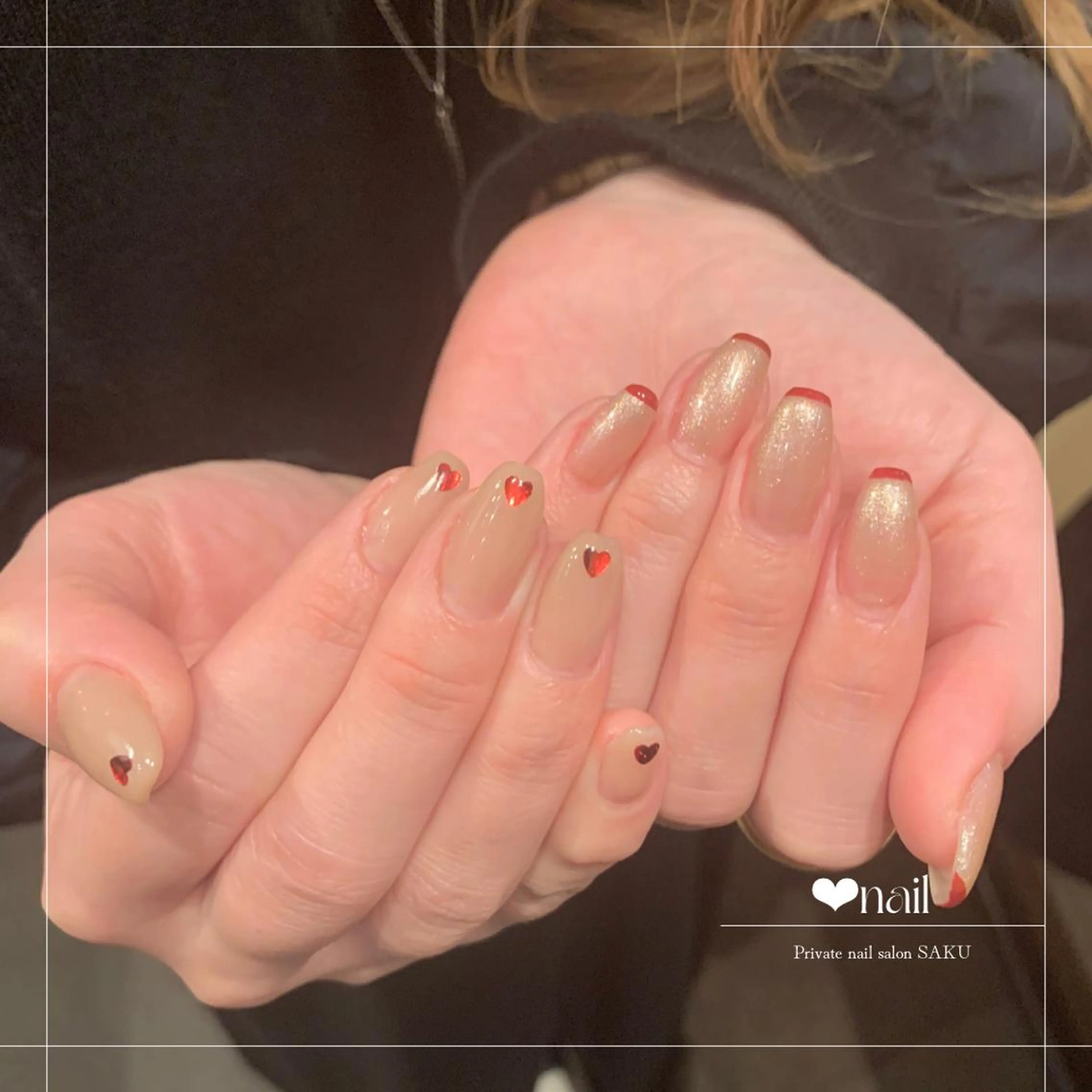 ショート ネイル ハート ハンドネイル SAKU  nail[サクネイル]所属・SAKU nail 作島茜のネイルデザイン