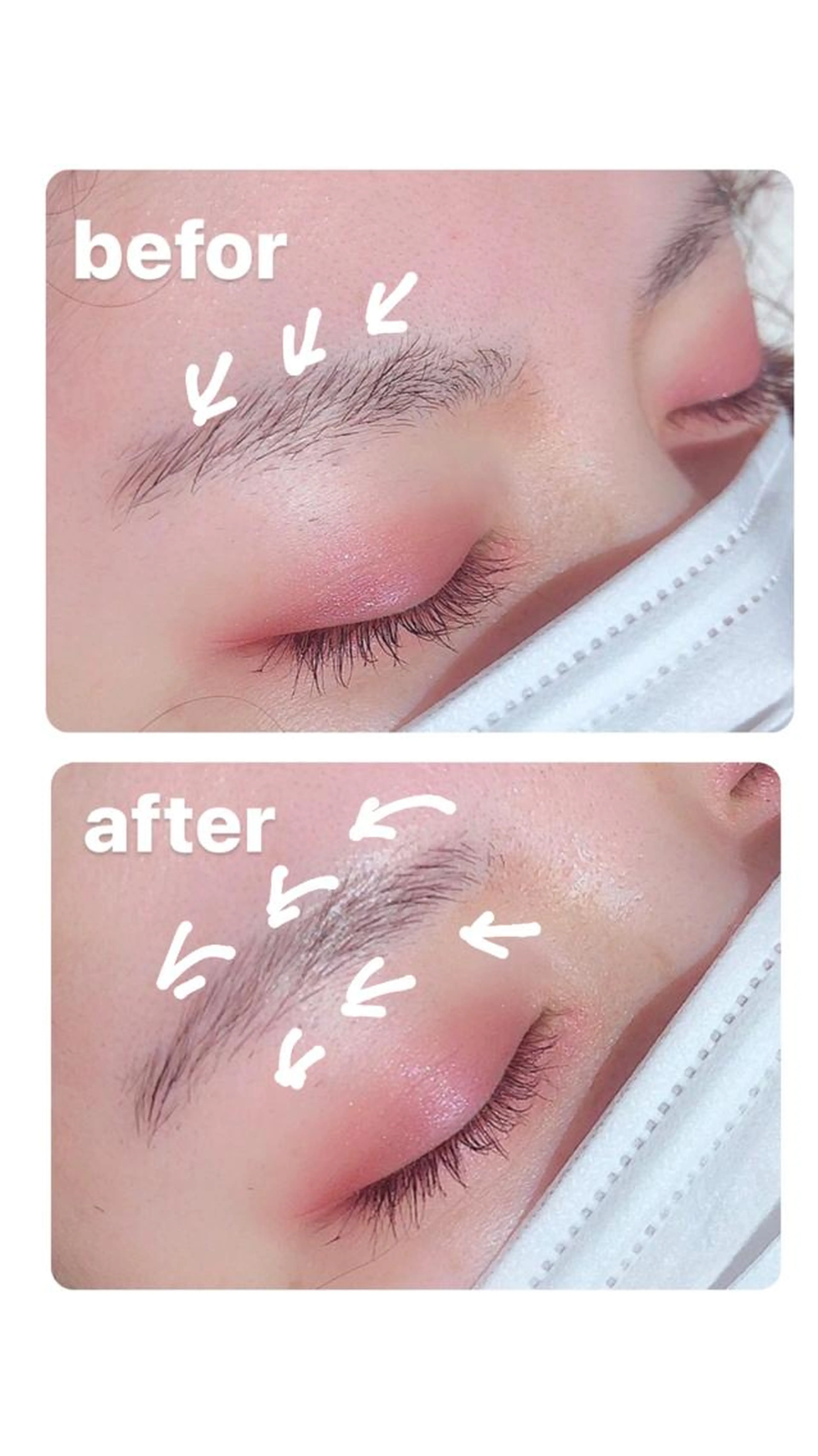 【新メニュー☆眉毛パーマ＆眉ワックス 】ナチュラルブロウリフト🧡⾃眉⽑の毛流れを整え、スタイリング出来るアイブロウ！の写真