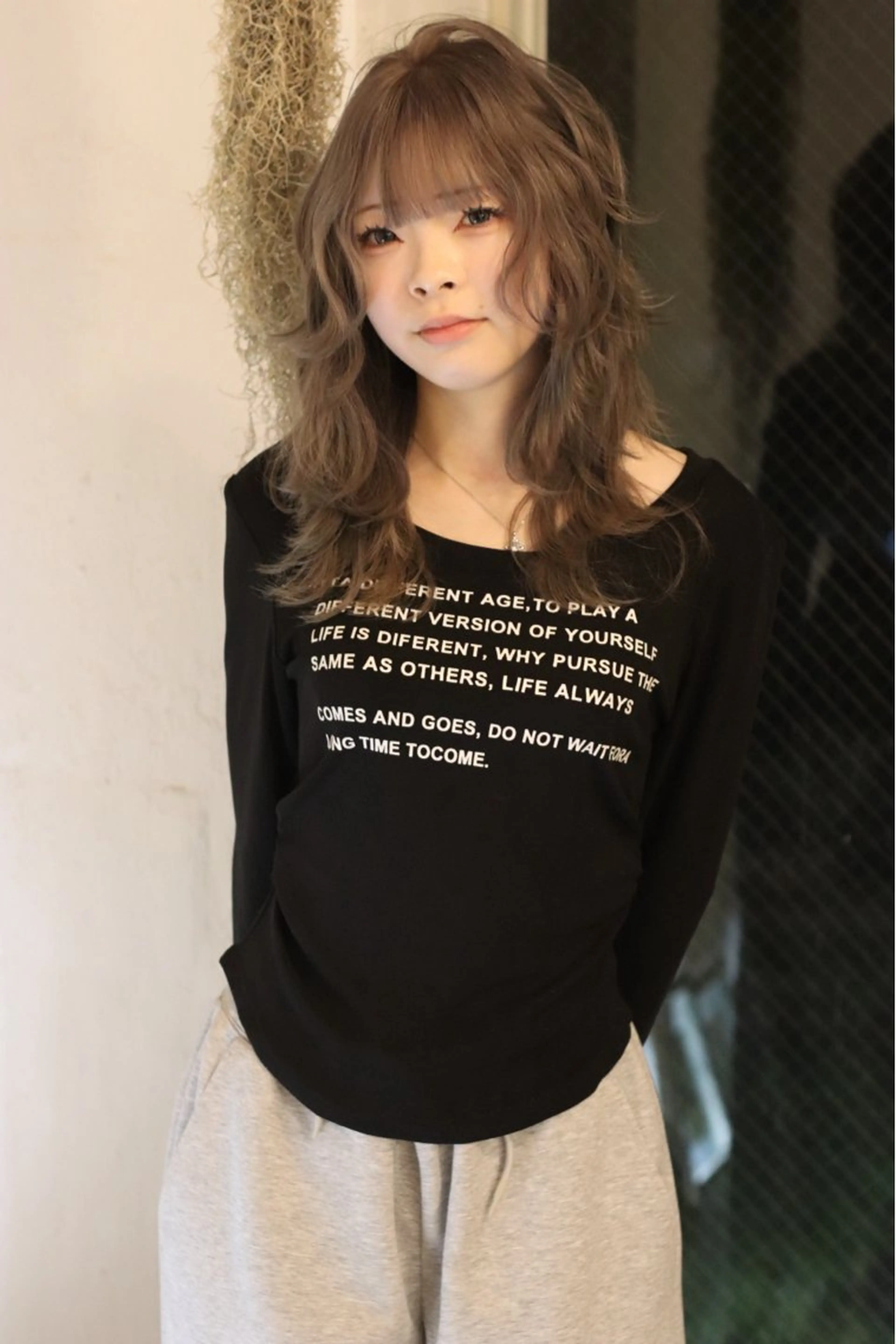 ロング カラー グレージュ ハッシュカット カット ヘアカラー Joh/メンズカット /ブリーチ/レイヤーのヘアスタイル